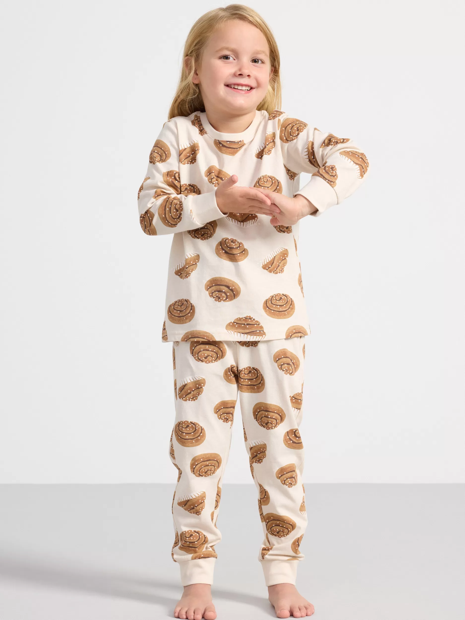 Lindex Nattøy<Pyjamassett Med Overdel Og Bukse Light Beige