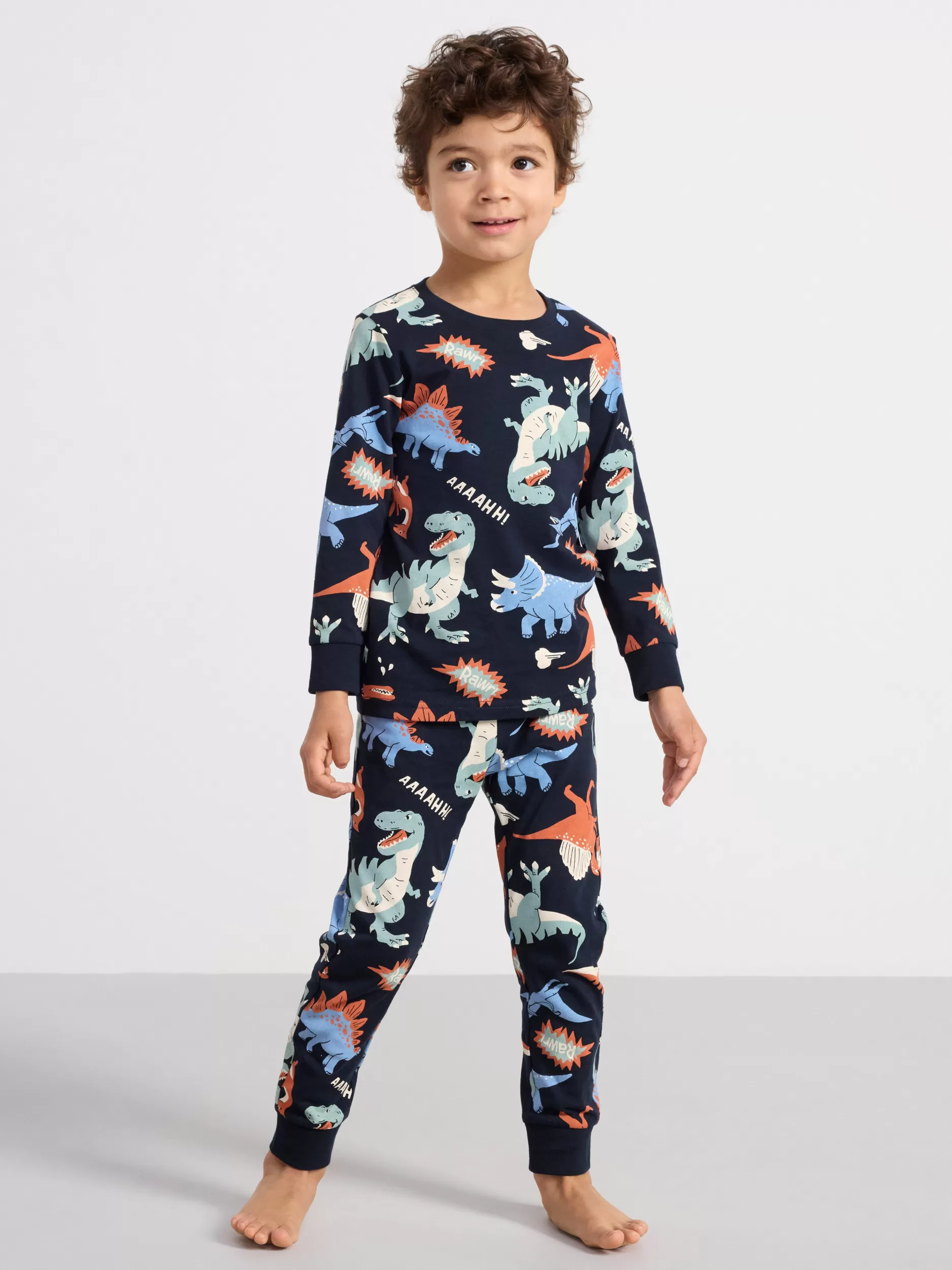 Lindex Nattøy<Pyjamassett Med Overdel Og Bukse Dark Navy