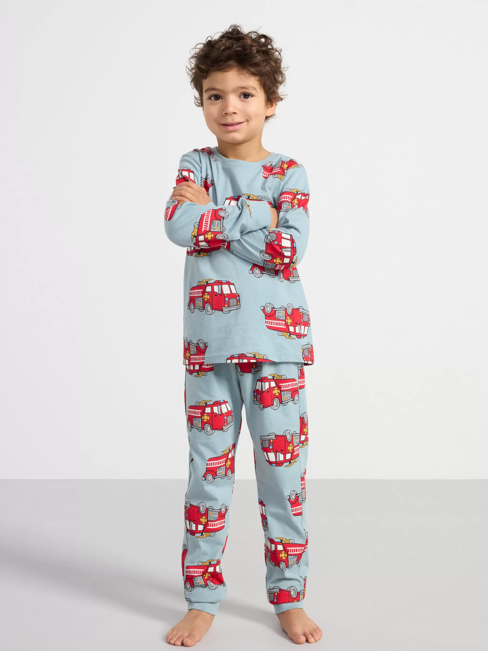 Lindex Nattøy<Pyjamassett Med Overdel Og Bukse Light Dusty Blue