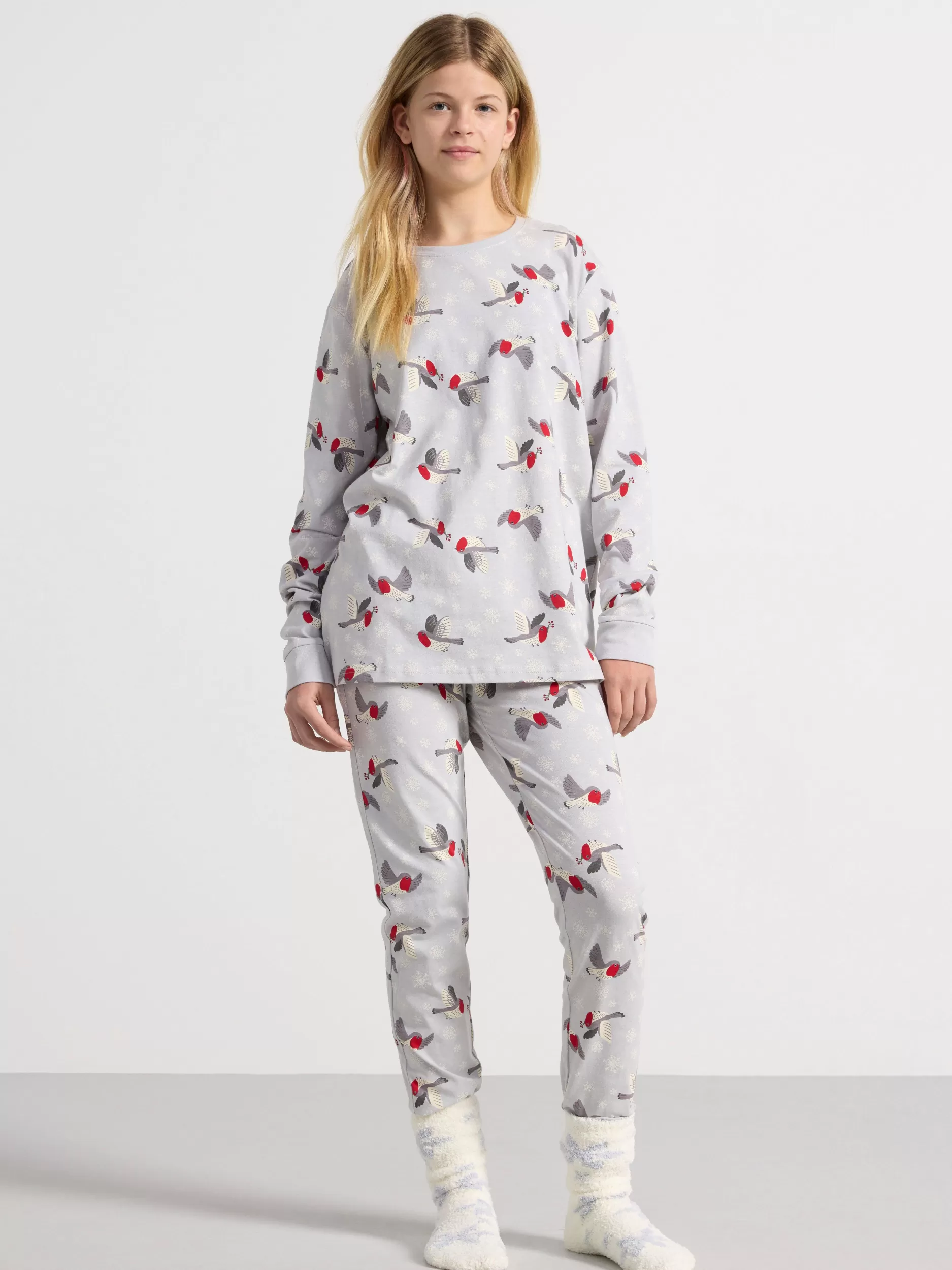 Lindex Nattøy<Pyjamassett Med Overdel Og Bukse Light Grey