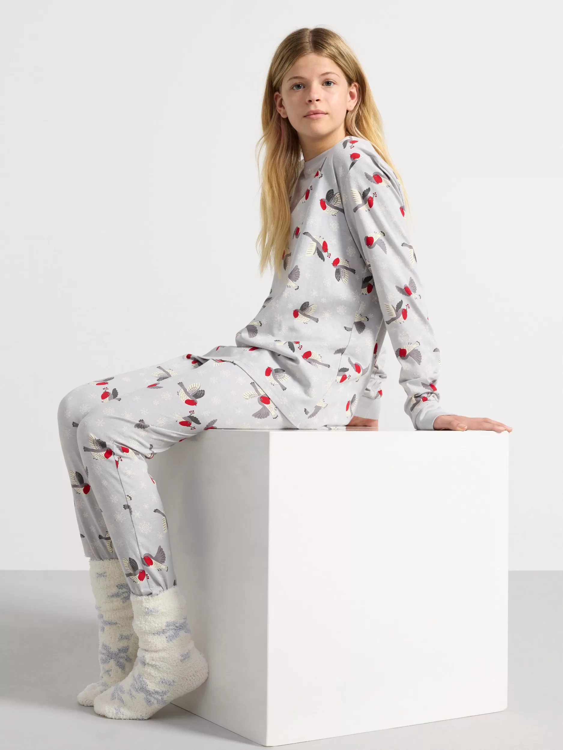 Lindex Nattøy<Pyjamassett Med Overdel Og Bukse Light Grey
