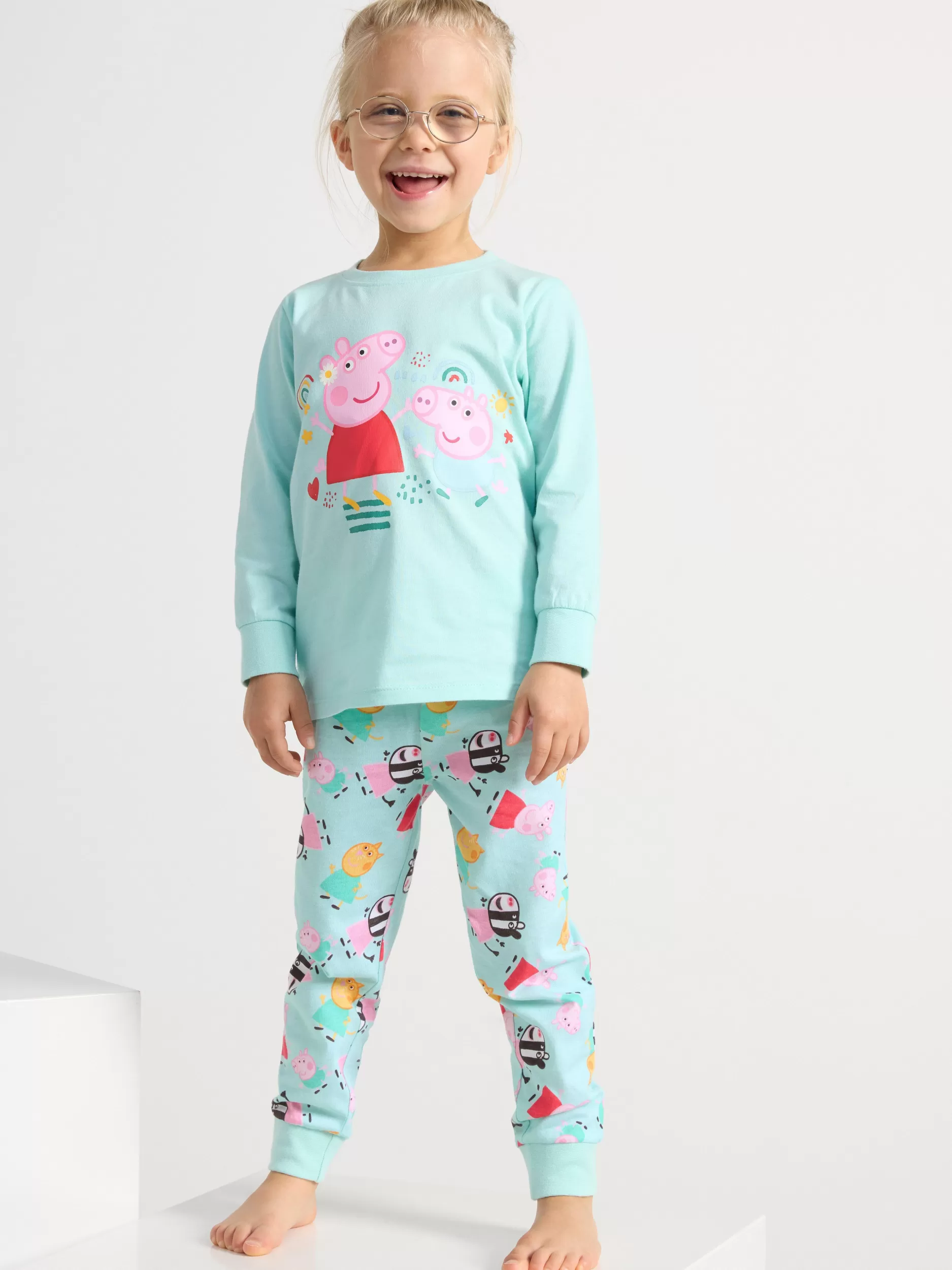 Lindex Nattøy<Pyjamassett Med Peppa Pig Light Dusty Turquoise