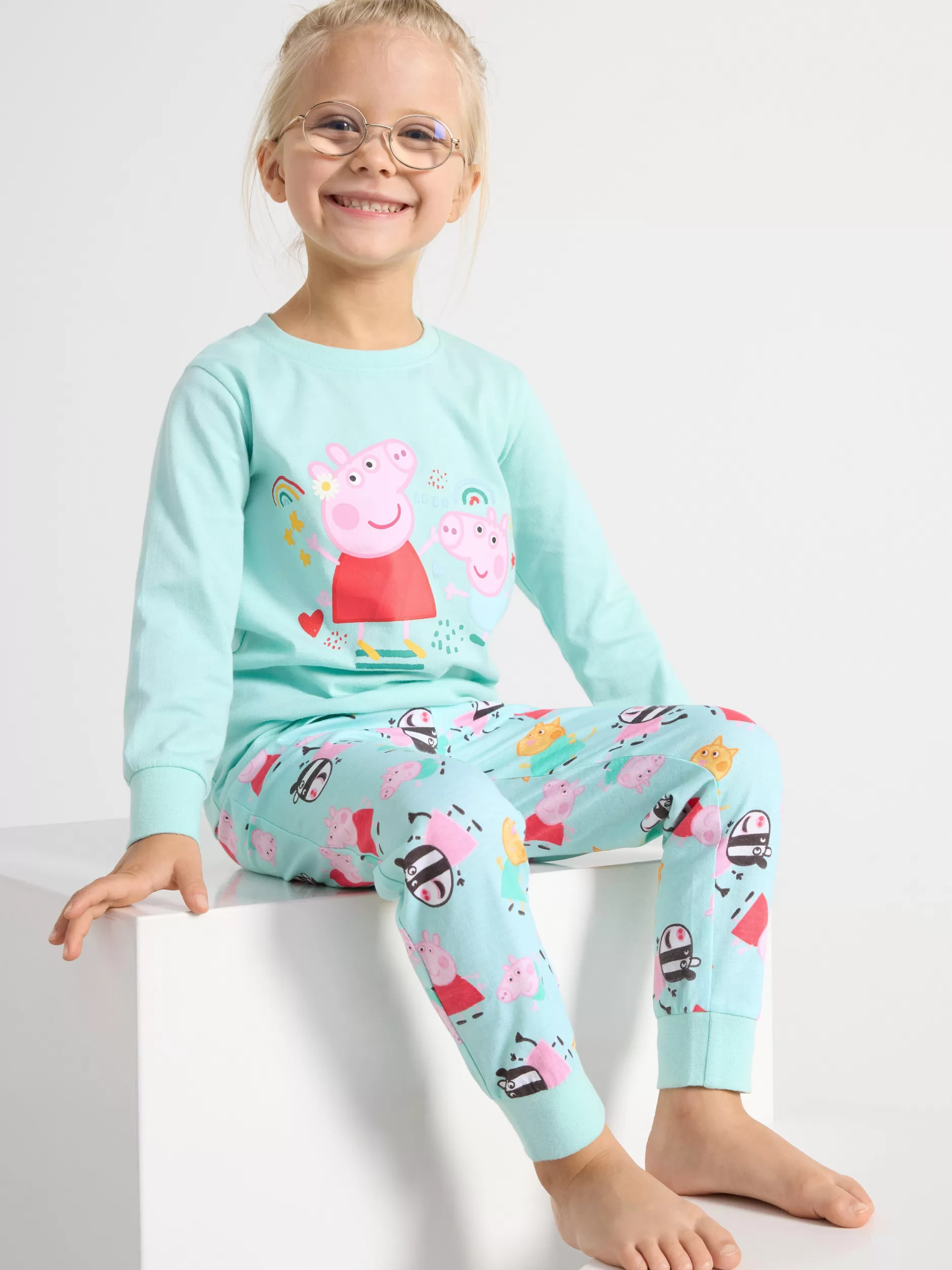 Lindex Nattøy<Pyjamassett Med Peppa Pig Light Dusty Turquoise