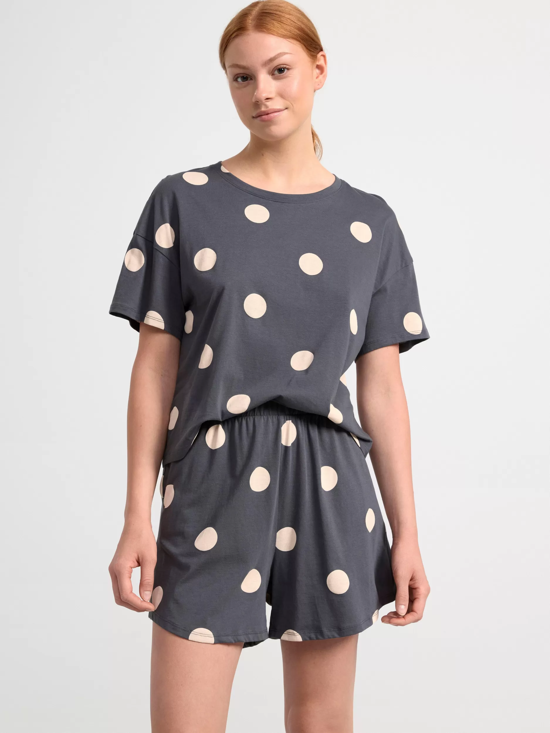 Lindex Nattøy<Pyjamassett Med T-Skjørte Og Shorts Dark Grey