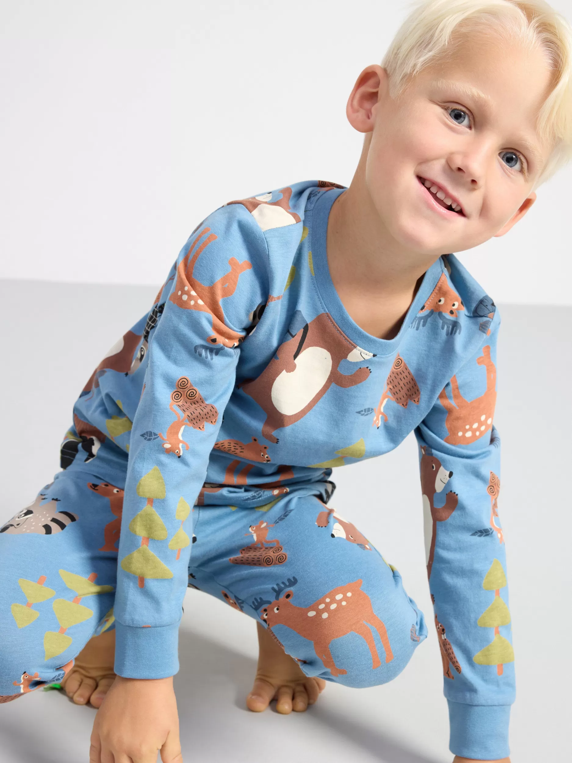 Lindex Nattøy<Pysjsett Med Skogtrykk Light Dusty Blue