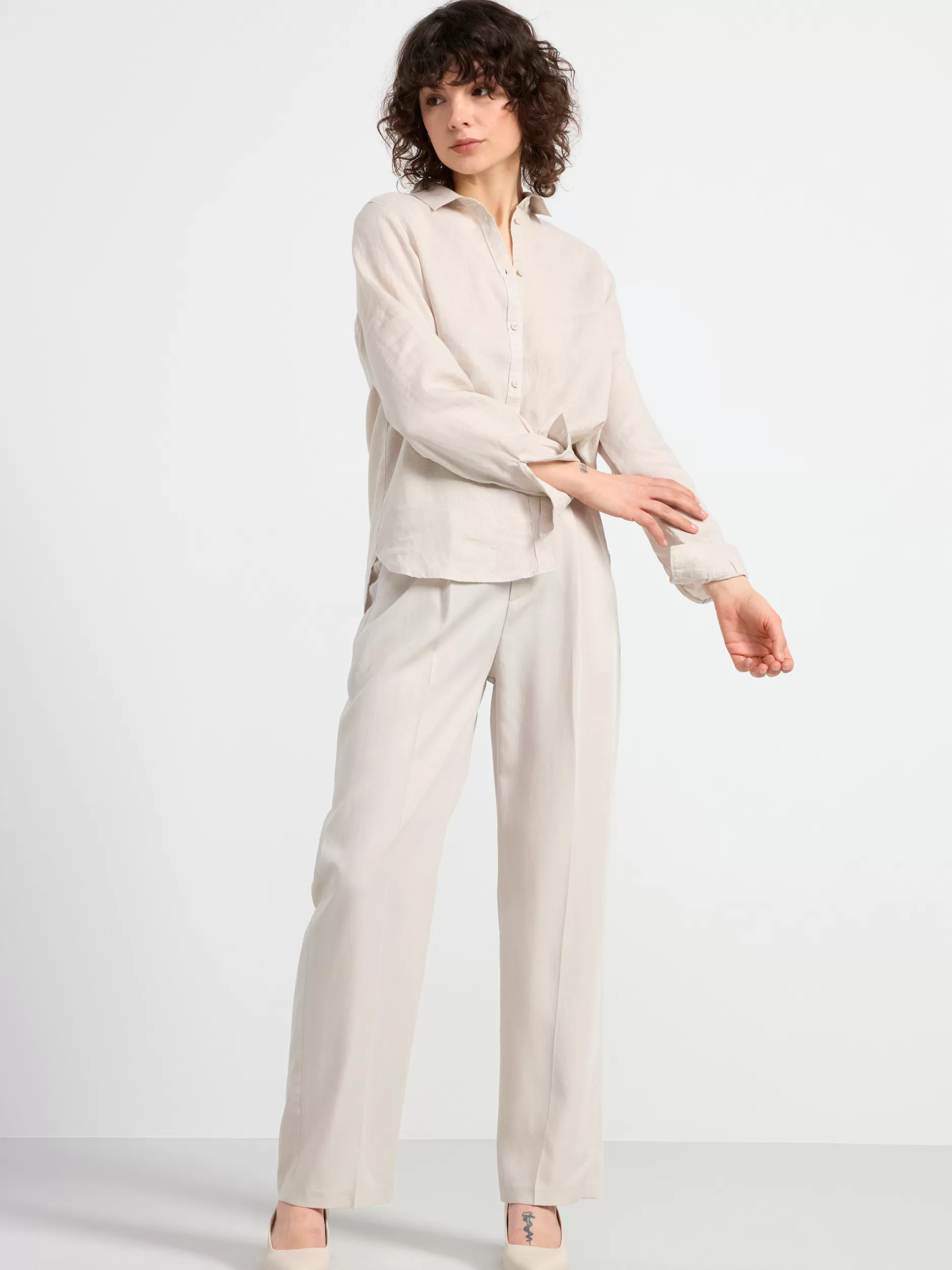 Lindex Bukser<Rett Bukse Med Hoyt Liv Light Beige