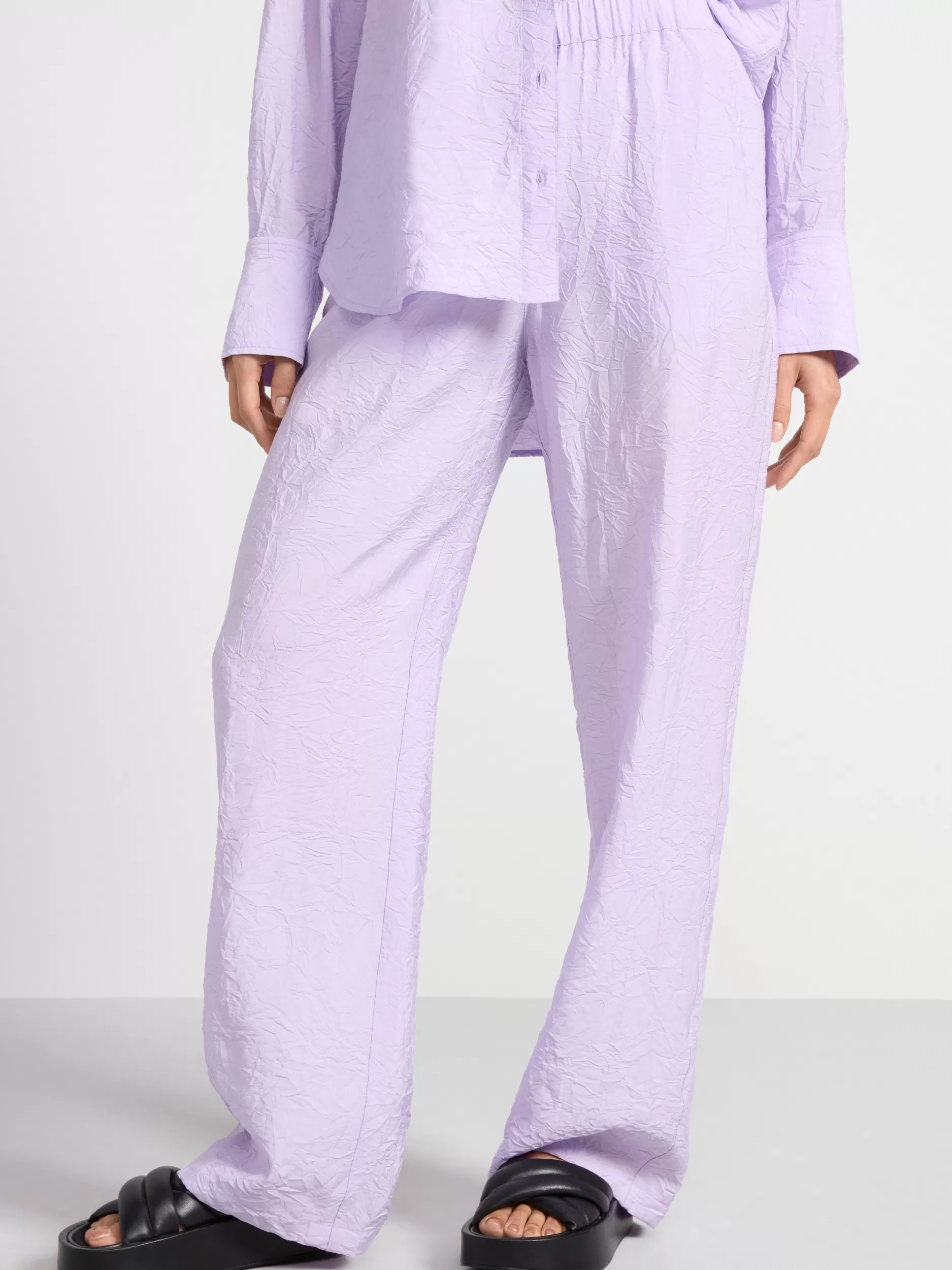 Lindex Bukser<Rett, Kreppet Bella-Bukse Light Lilac