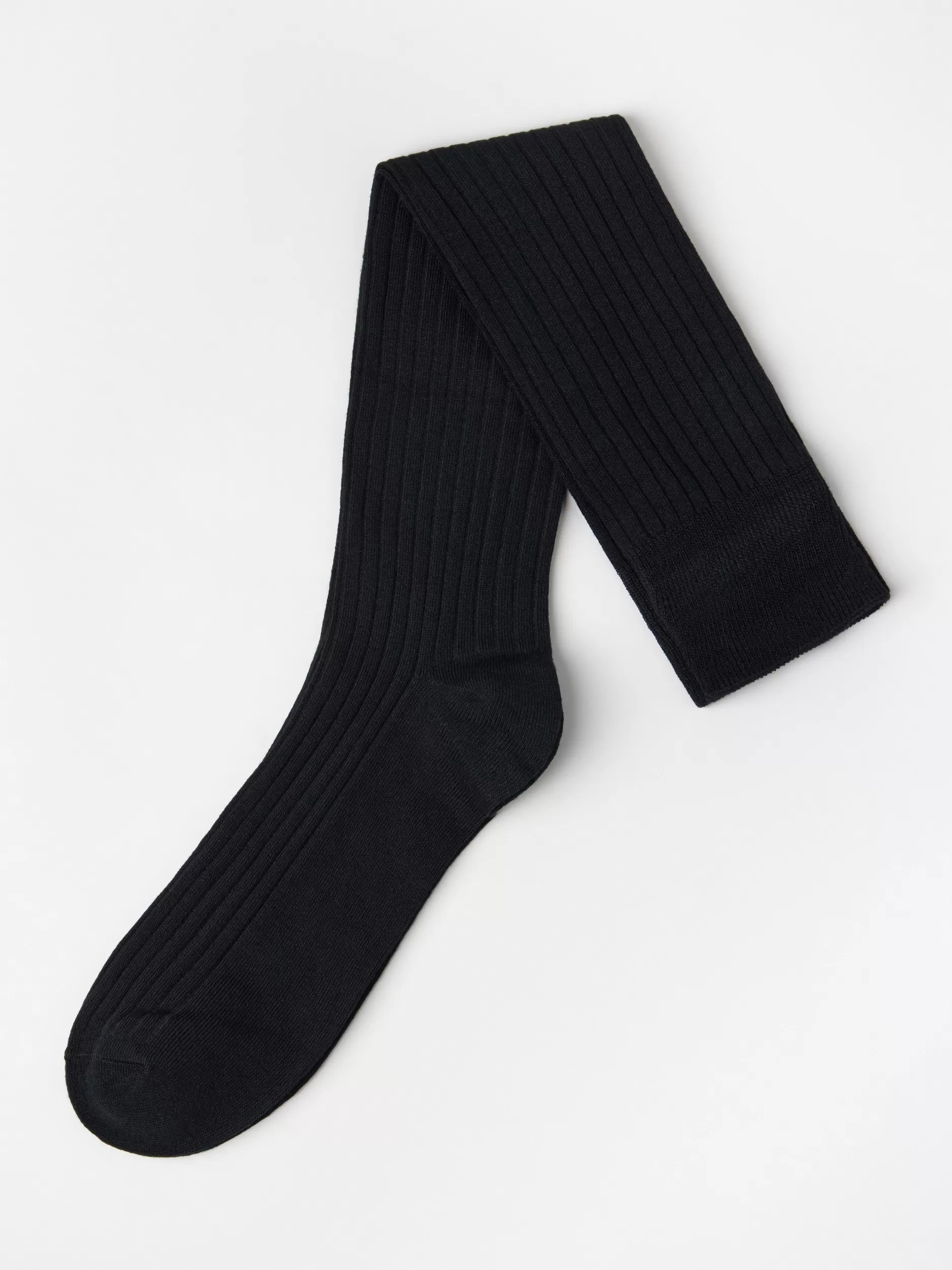 Lindex Sokker<Ribbestrikkede Knestromper Black