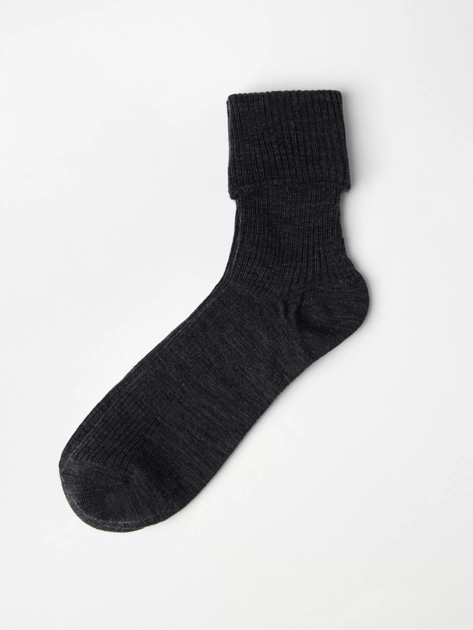 Lindex Sokker<Ribbestrikkede Merinoullsokker Offblack Melange