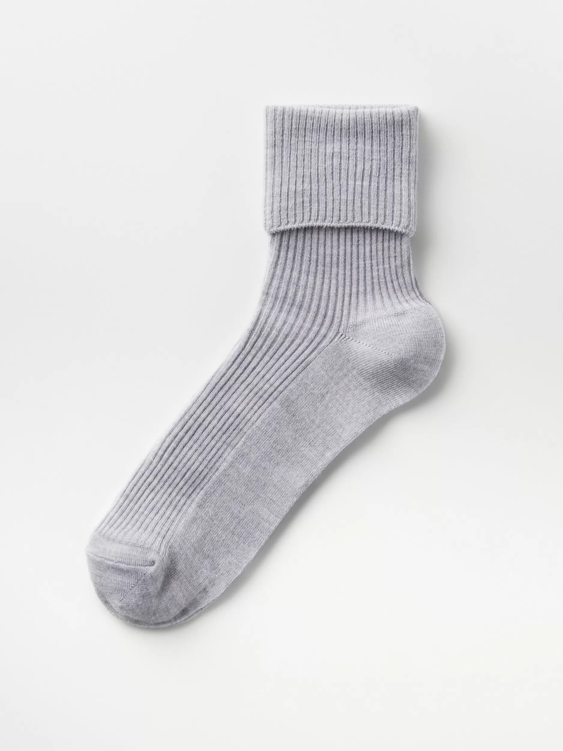 Lindex Sokker<Ribbestrikkede Merinoullsokker Grey Melange