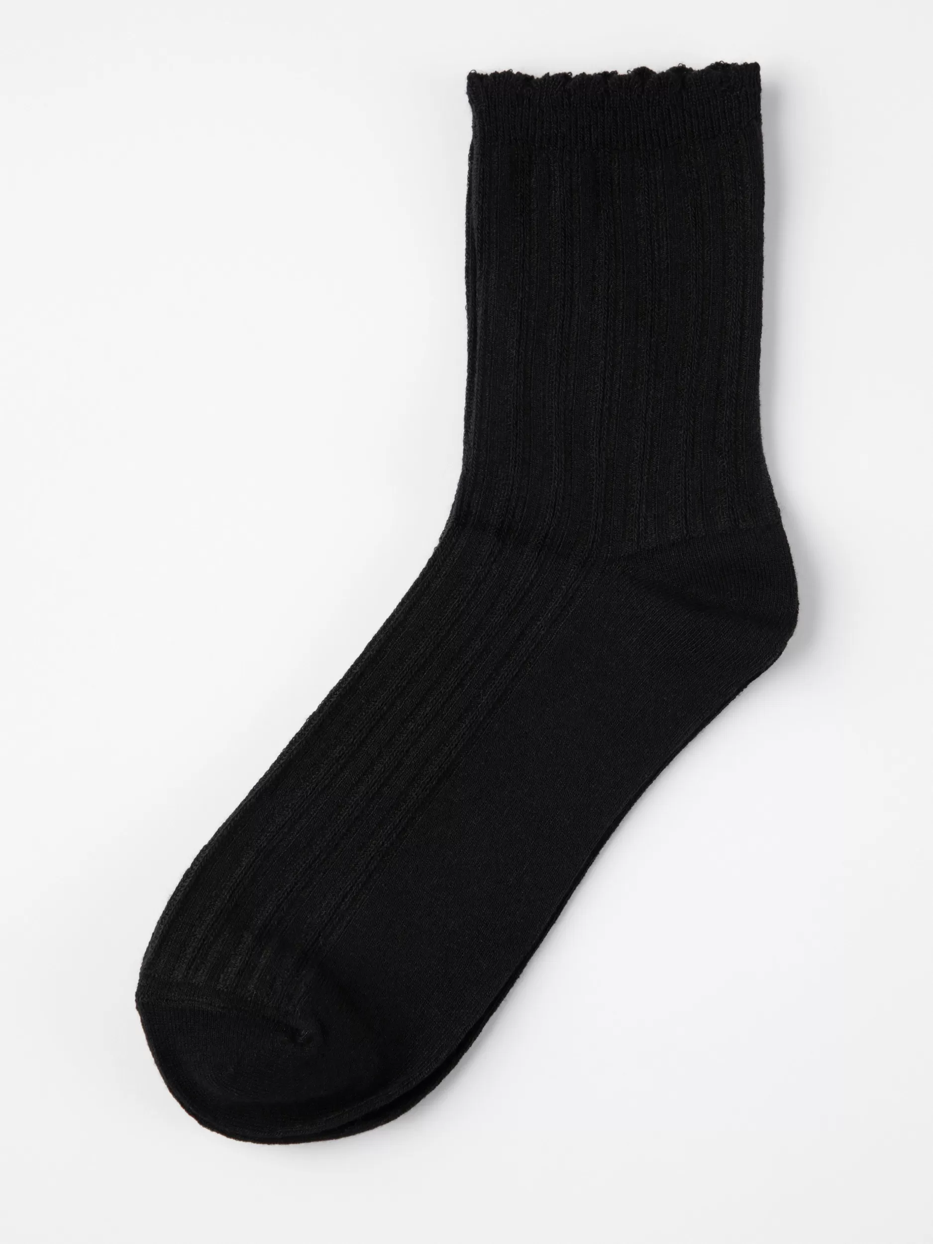 Lindex Sokker<Ribbestrikkede Sokker Med Rysjekant Black