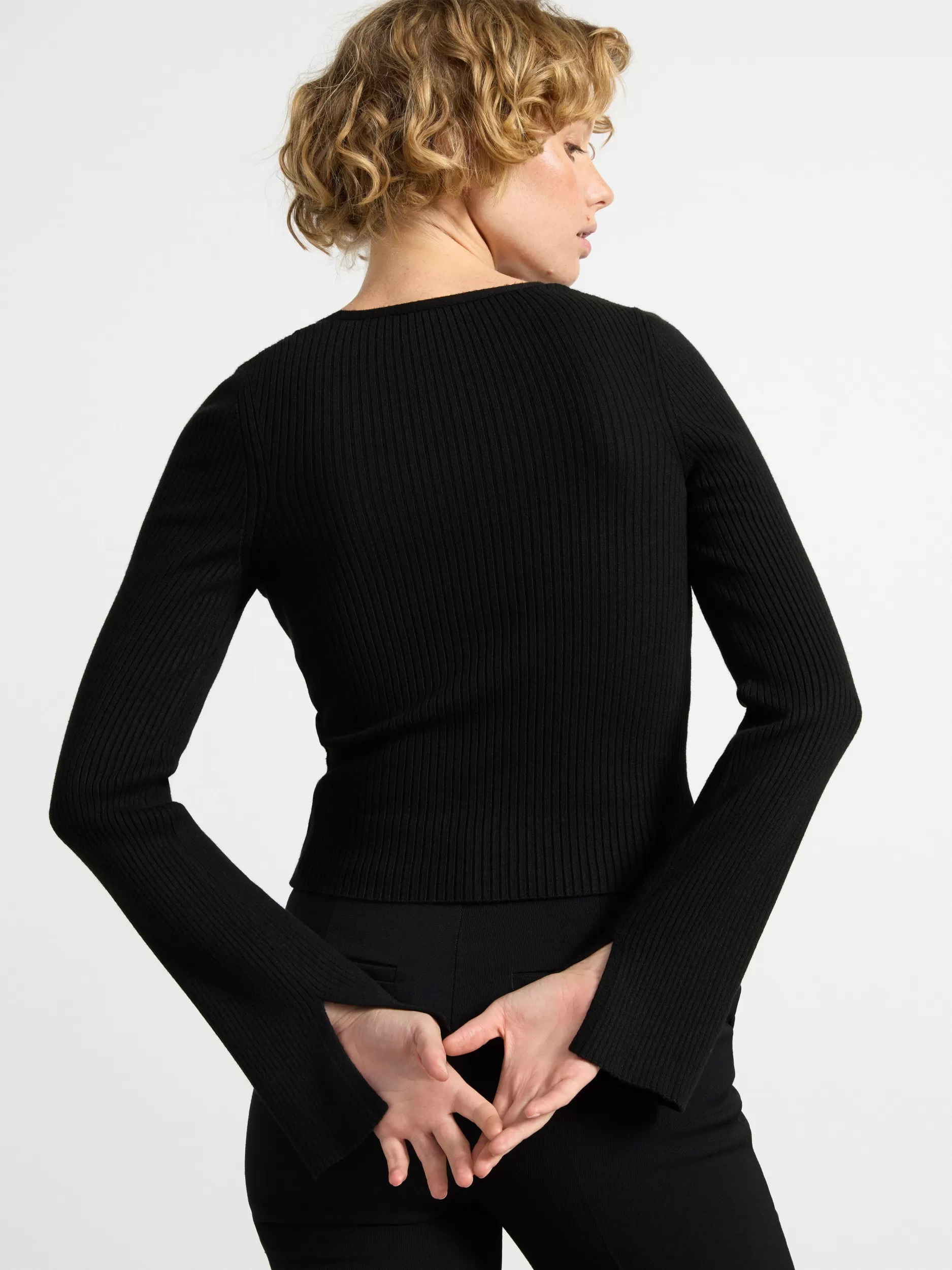 Lindex Gensere & Cardiganer<Ribbestrikket Cardigan Black