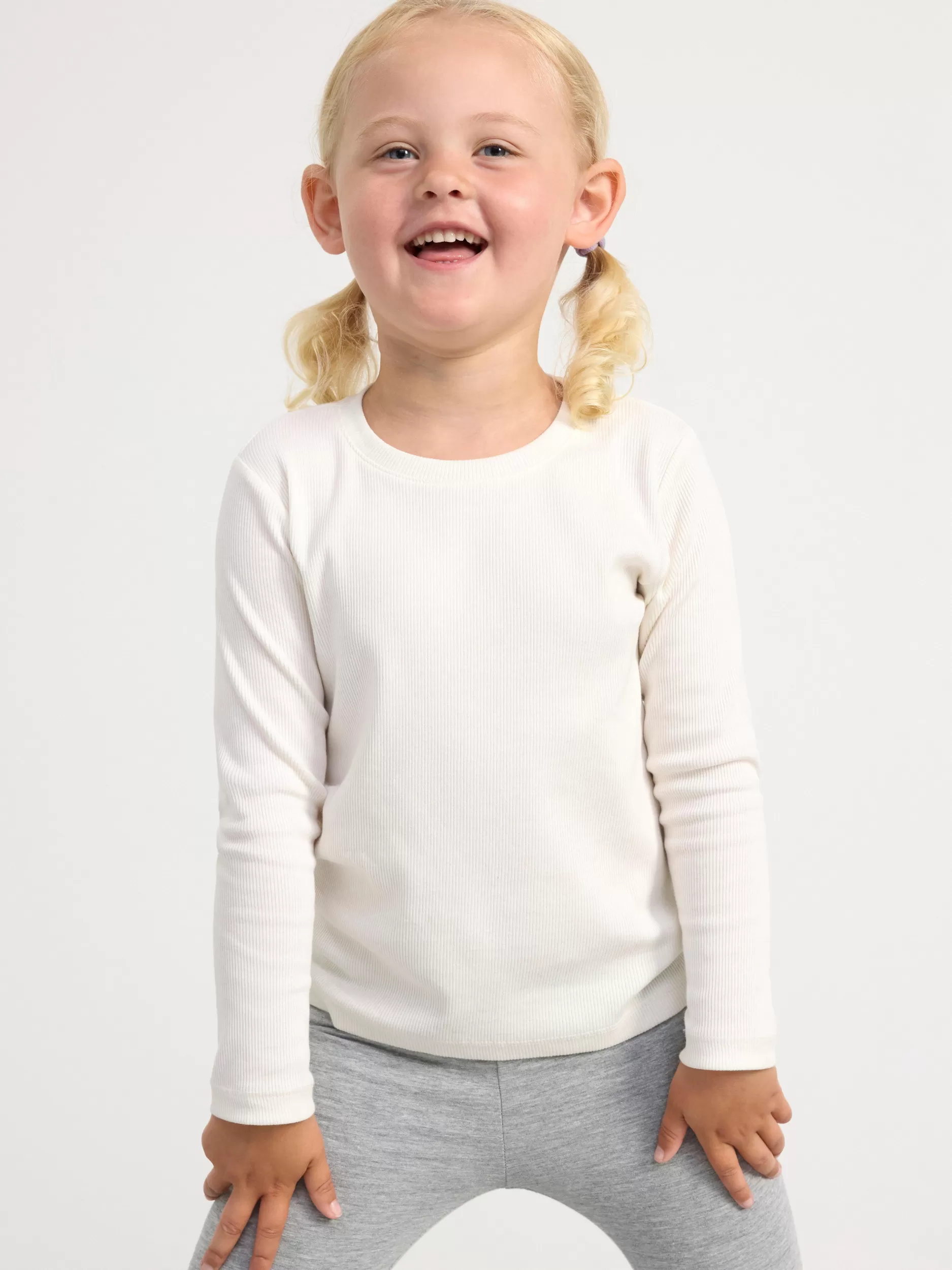 Lindex Basisplagg 3 For 2<Ribbestrikket, Langermet Overdel Light Dusty White