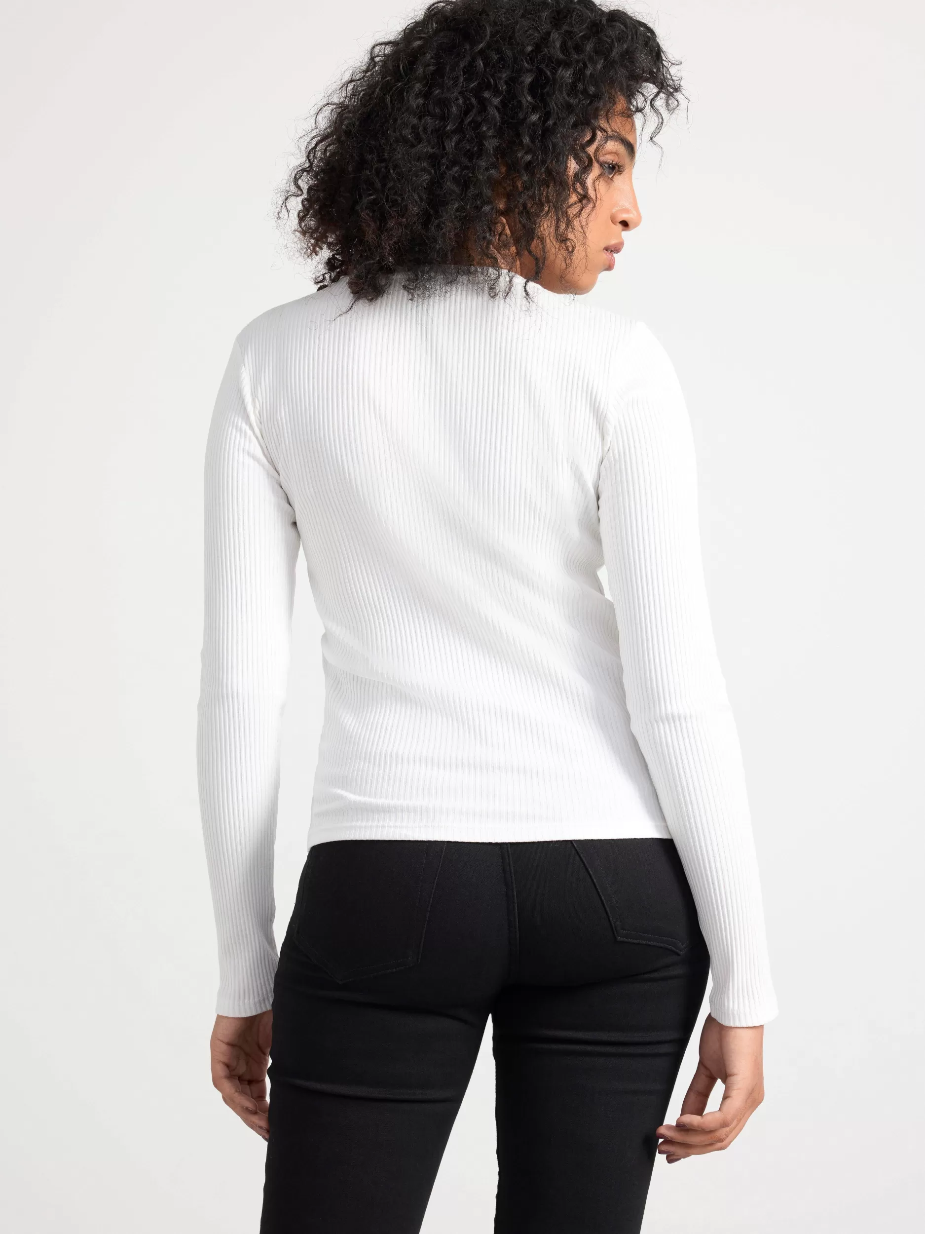 Lindex Topper & T-Skjorter<Ribbestrikket, Langermet Overdel Off White