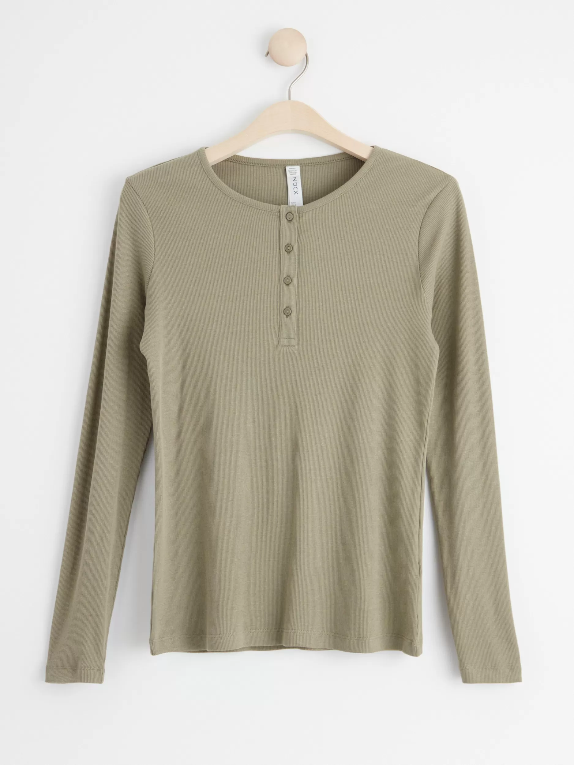 Lindex Nattøy<Ribbestrikket, Langermet Pyjamasoverdel Khaki