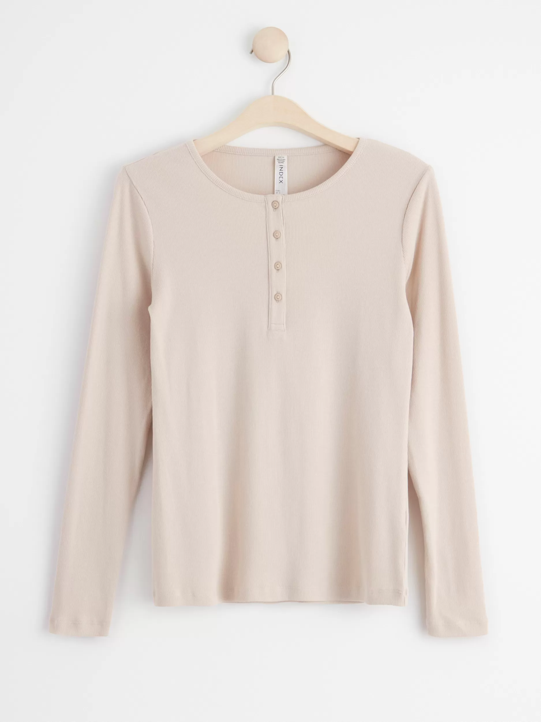 Lindex Nattøy<Ribbestrikket, Langermet Pyjamasoverdel Light Beige