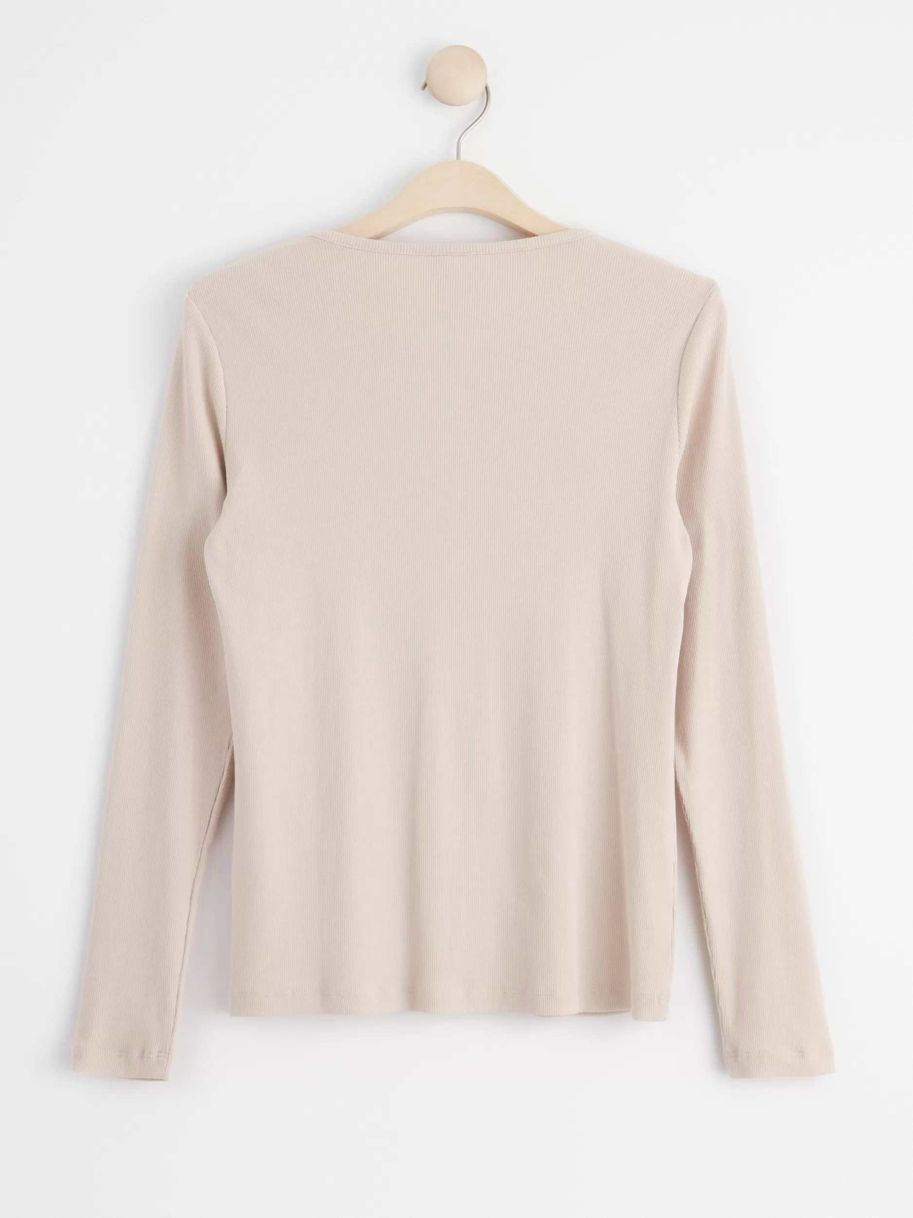 Lindex Nattøy<Ribbestrikket, Langermet Pyjamasoverdel Light Beige
