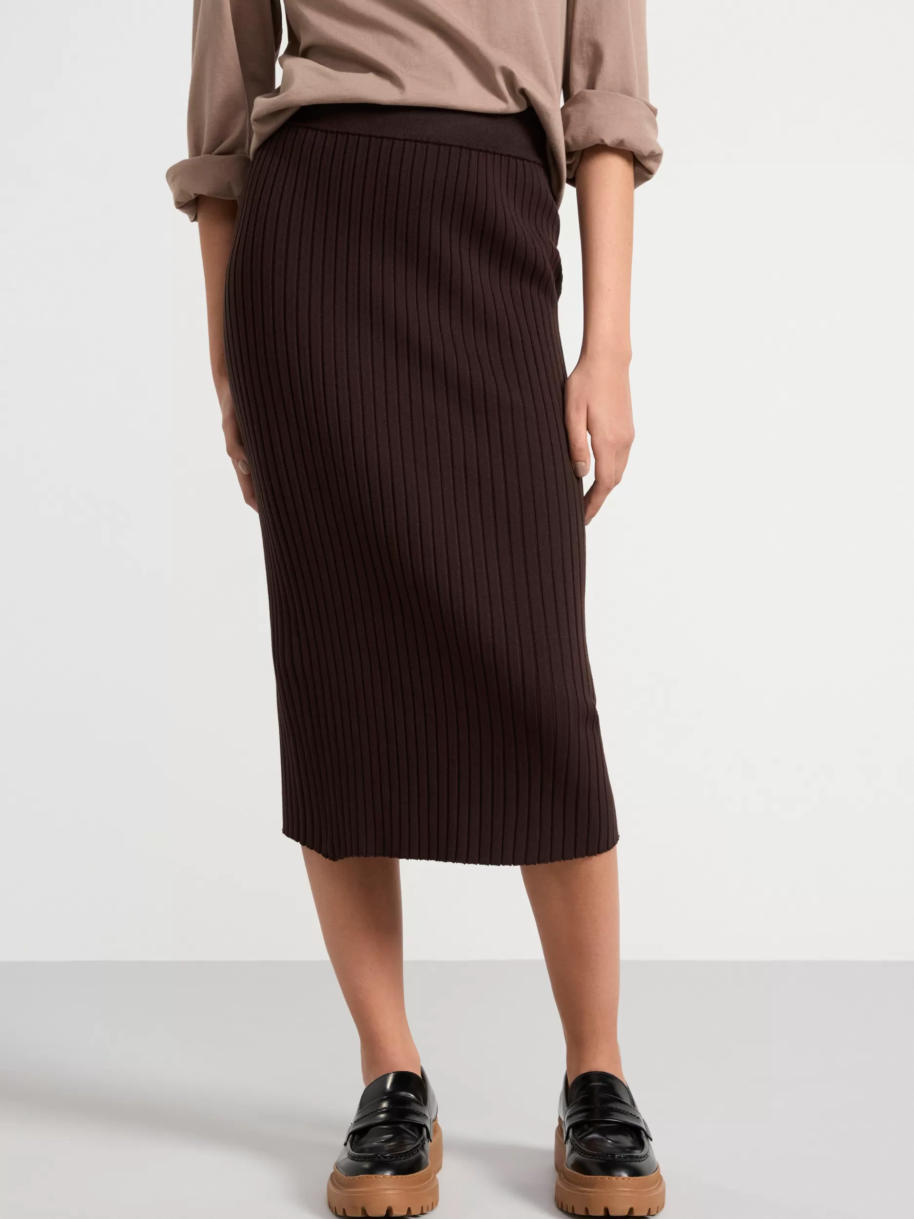 Lindex Skjørt<Ribbestrikket MidiSkjørt Brown