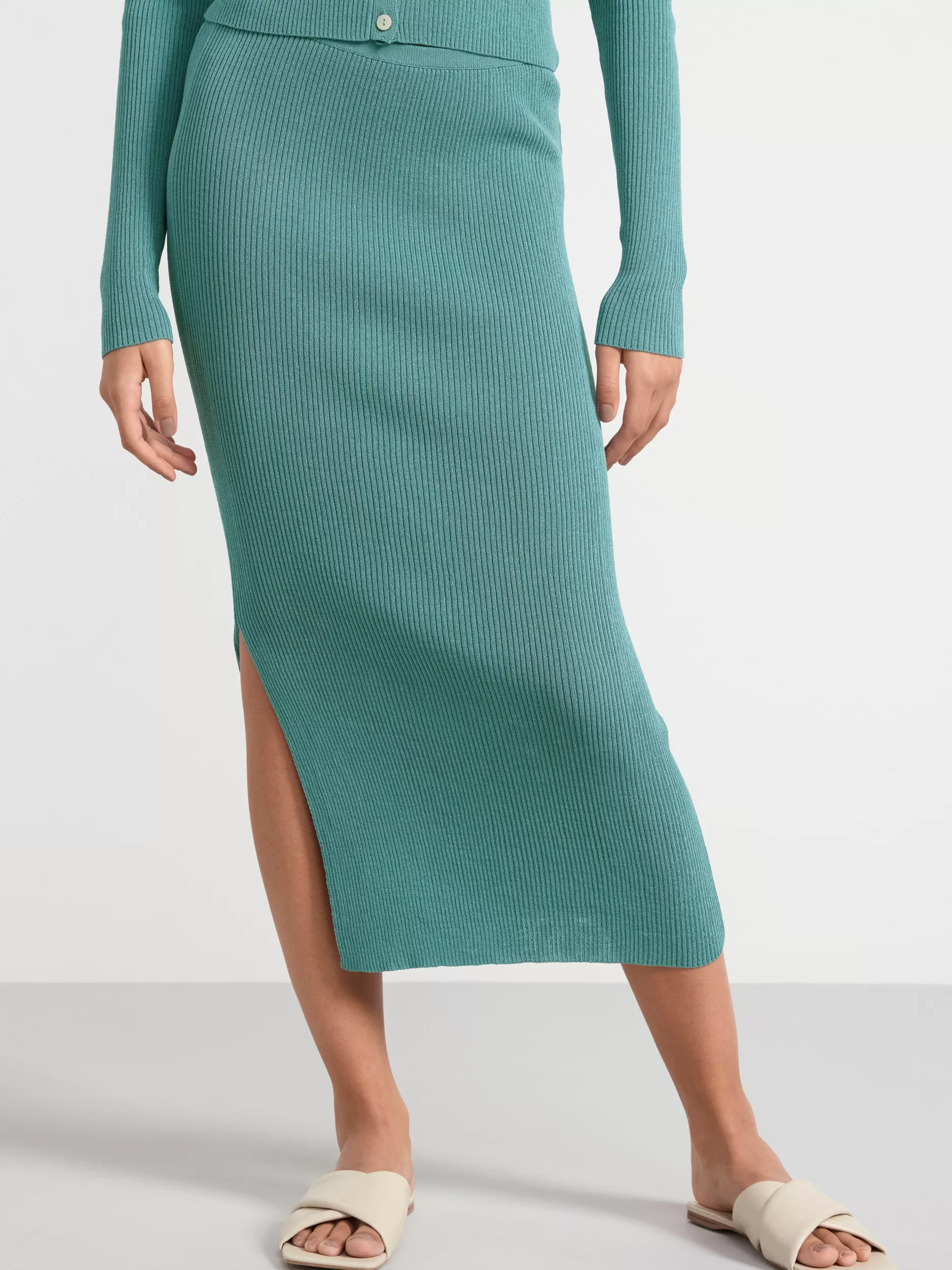 Lindex Skjørt<Ribbestrikket Midi-Skjørt Turquoise