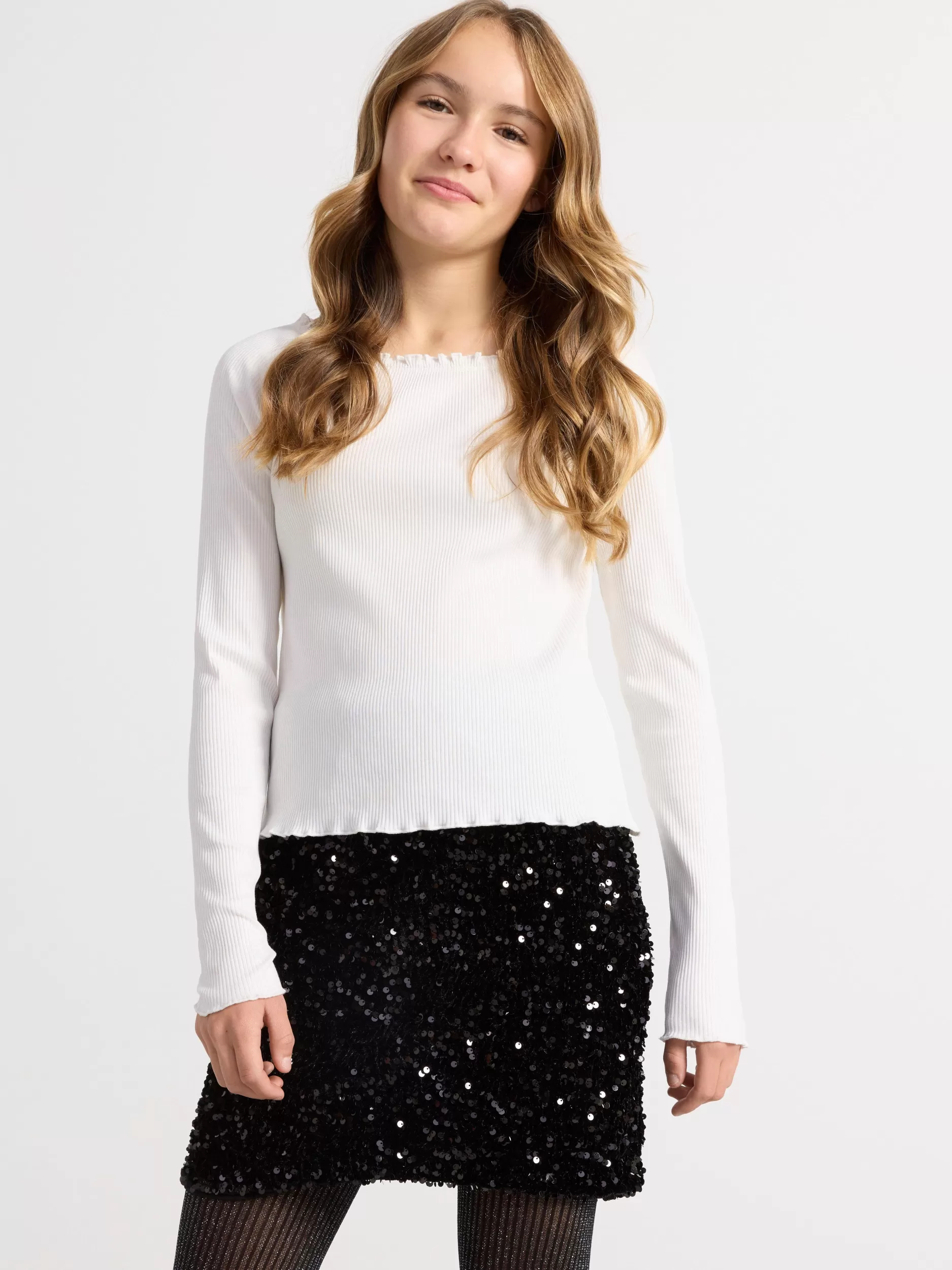 Lindex Topper & T-Skjorter<Ribbestrikket Og Langermet Overdel Off White