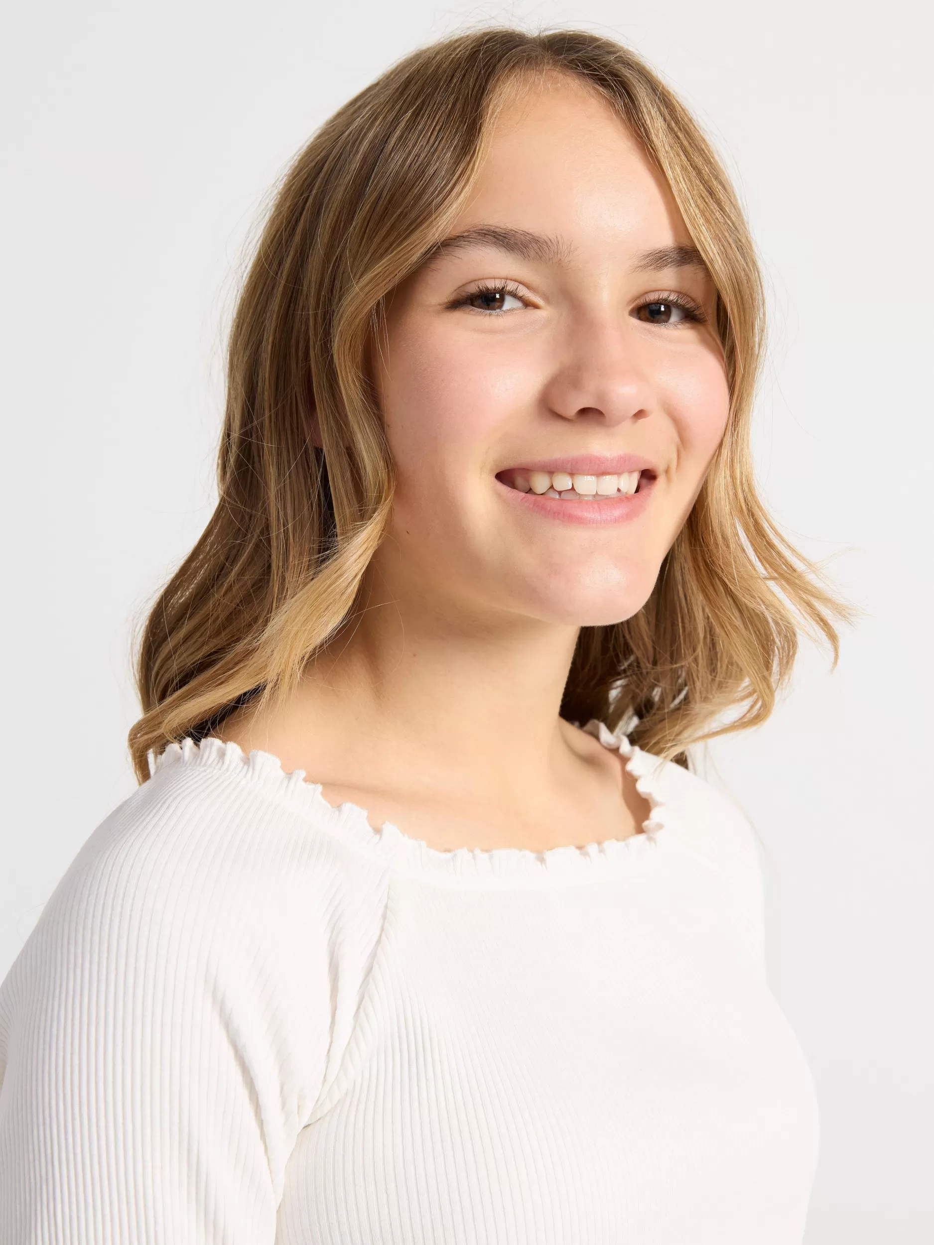 Lindex Topper & T-Skjorter<Ribbestrikket Og Langermet Overdel Off White