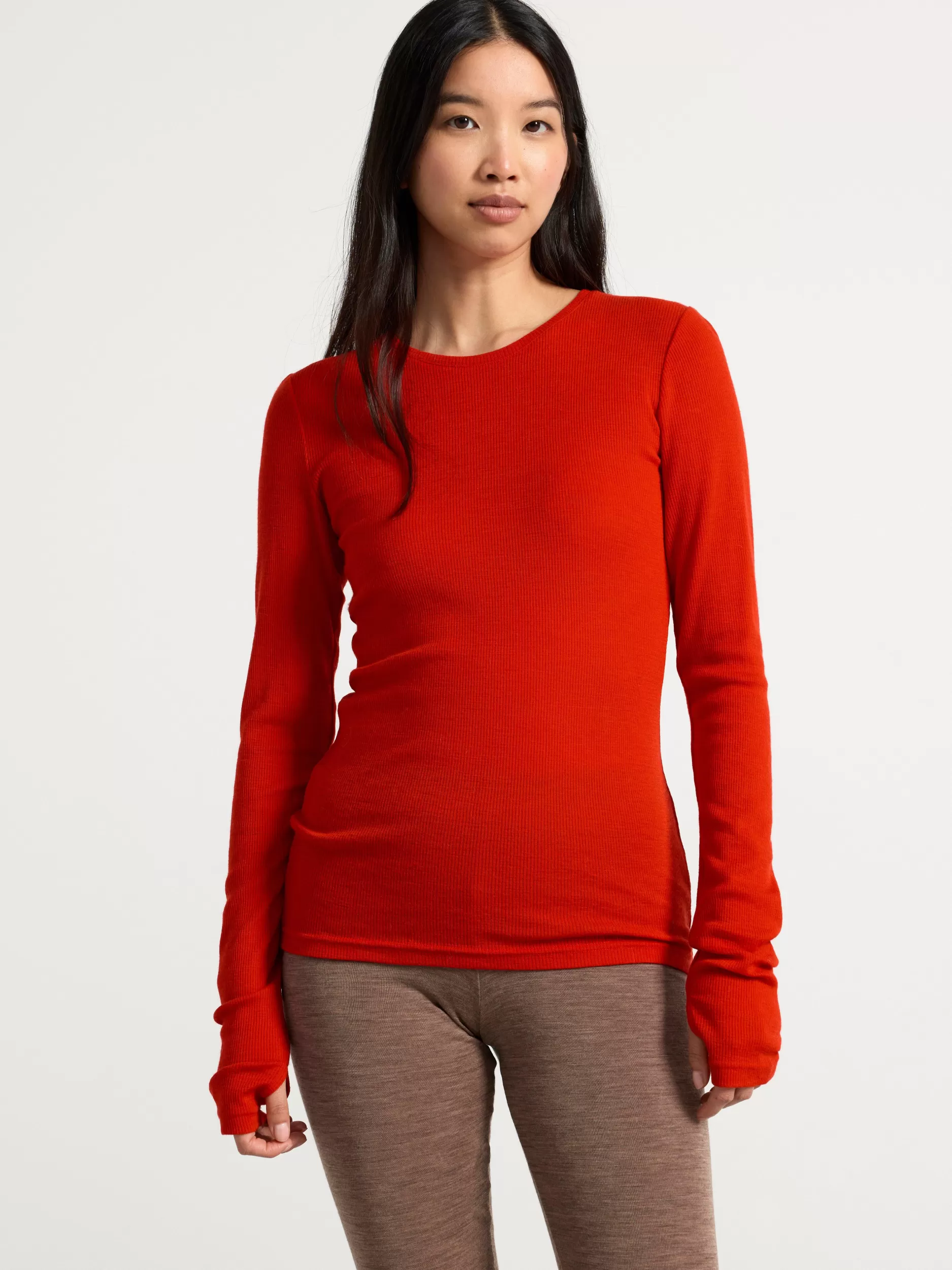 Lindex Topper & T-Skjorter<Ribbestrikket Overdel I Merinoull Red