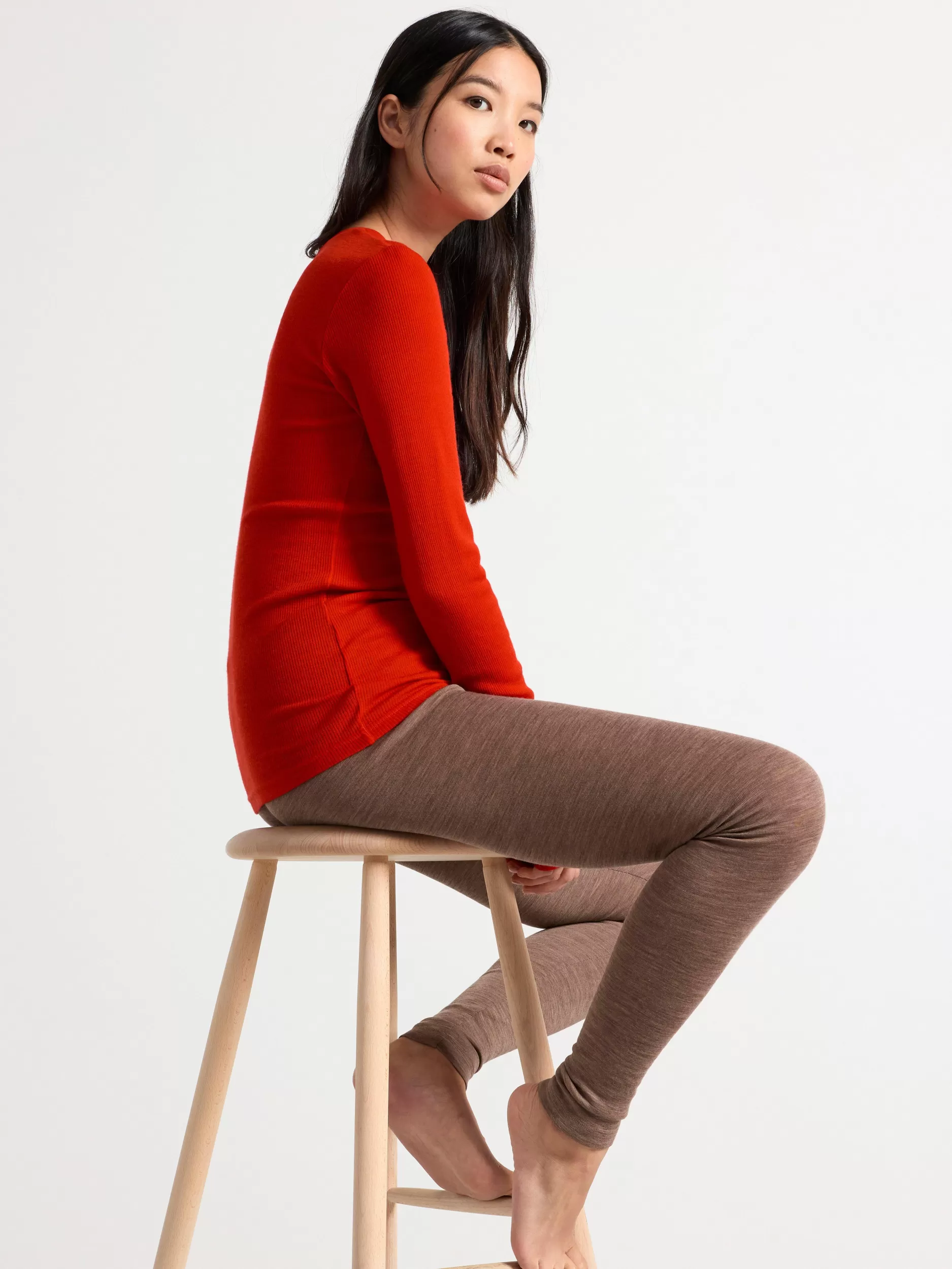 Lindex Topper & T-Skjorter<Ribbestrikket Overdel I Merinoull Red