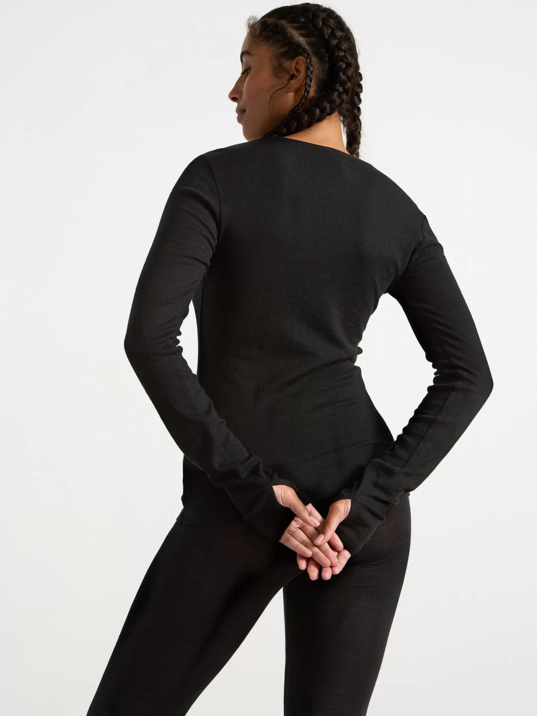 Lindex Ullundertøy<Ribbestrikket Overdel I Merinoull Black