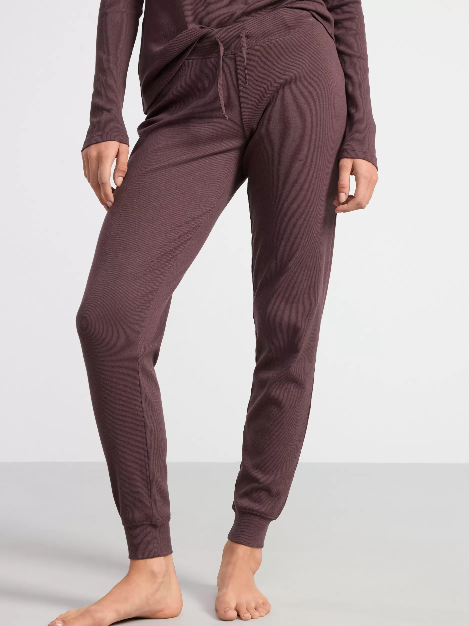Lindex Nattøy<Ribbestrikket Pyjamasbukse Dark Dusty Lilac