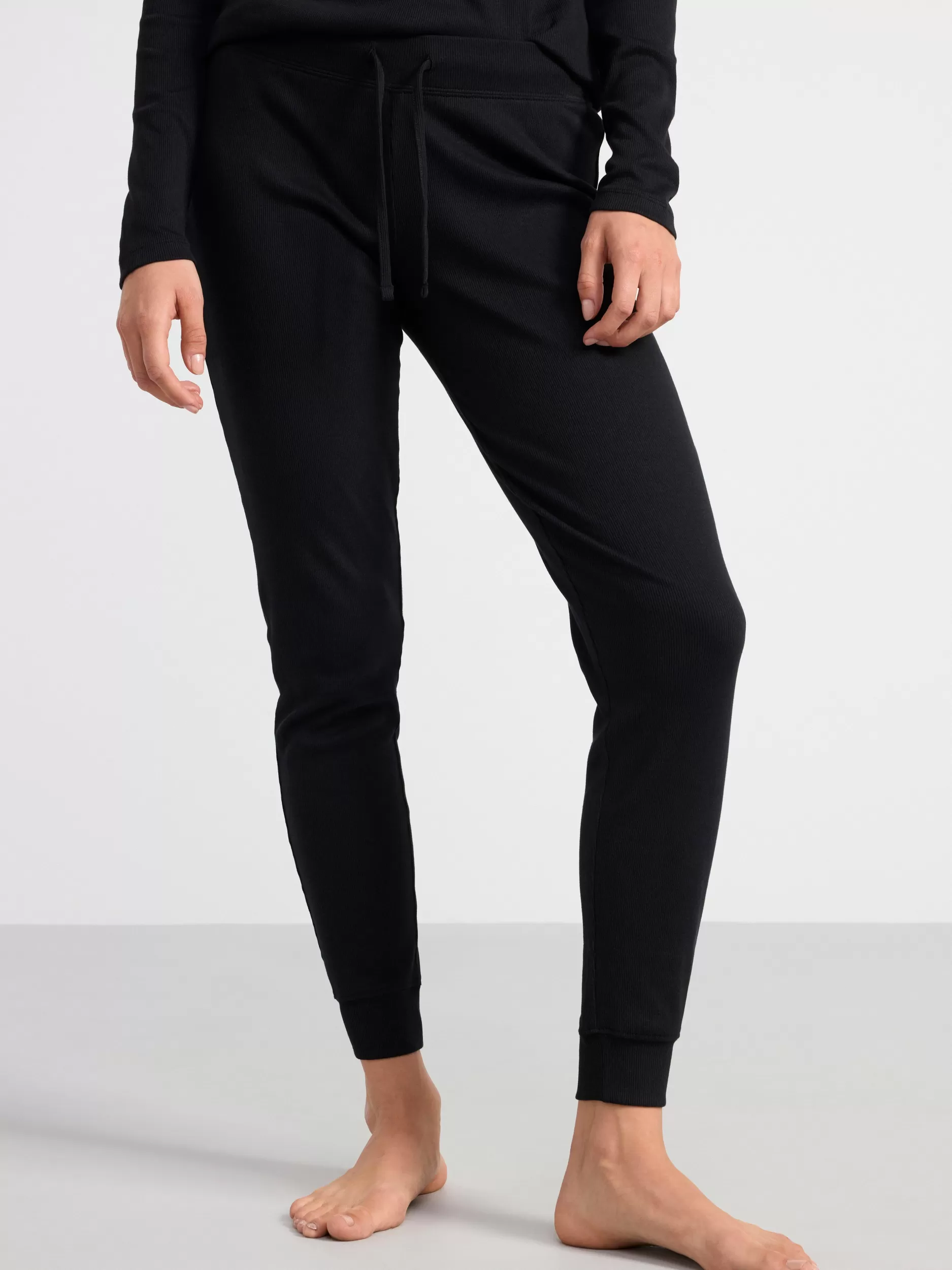 Lindex Nattøy<Ribbestrikket Pyjamasbukse Black