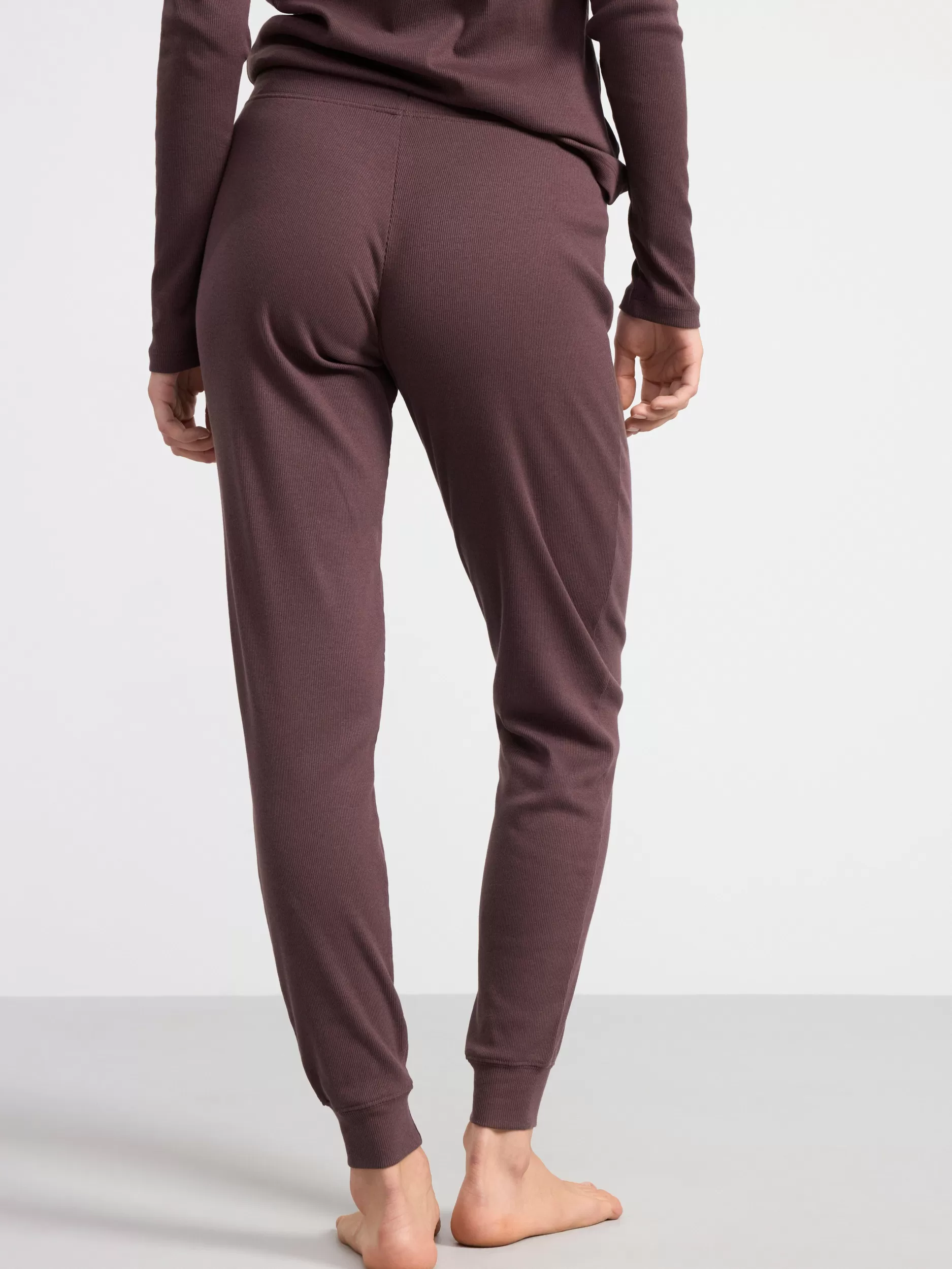 Lindex Nattøy<Ribbestrikket Pyjamasbukse Dark Dusty Lilac