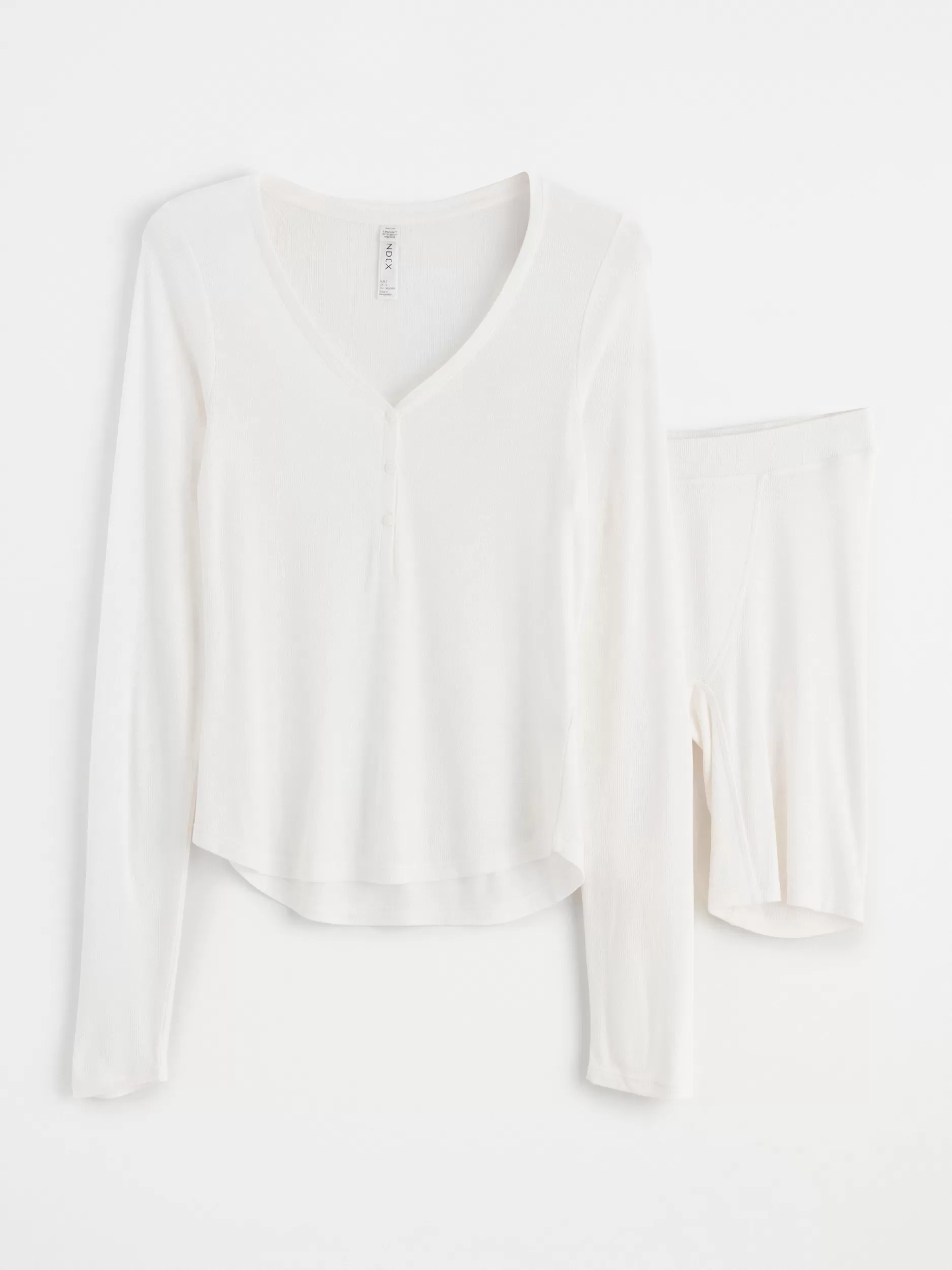 Lindex Nattøy<Ribbestrikket Pyjamassett Off White