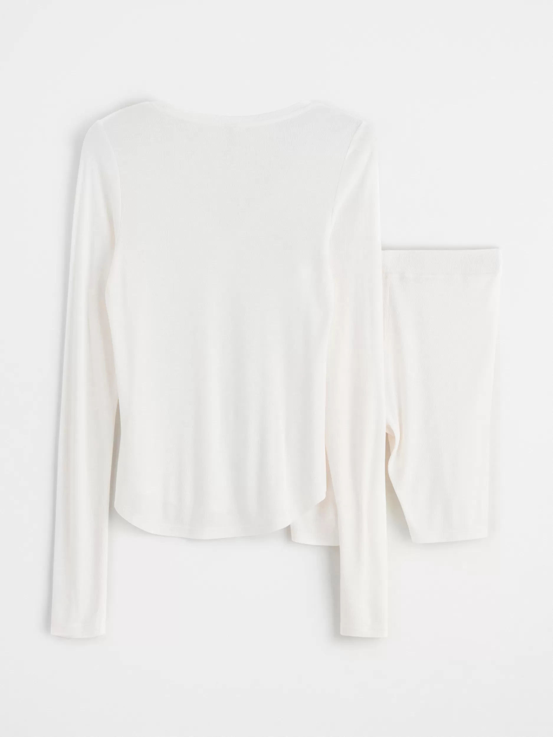 Lindex Nattøy<Ribbestrikket Pyjamassett Off White