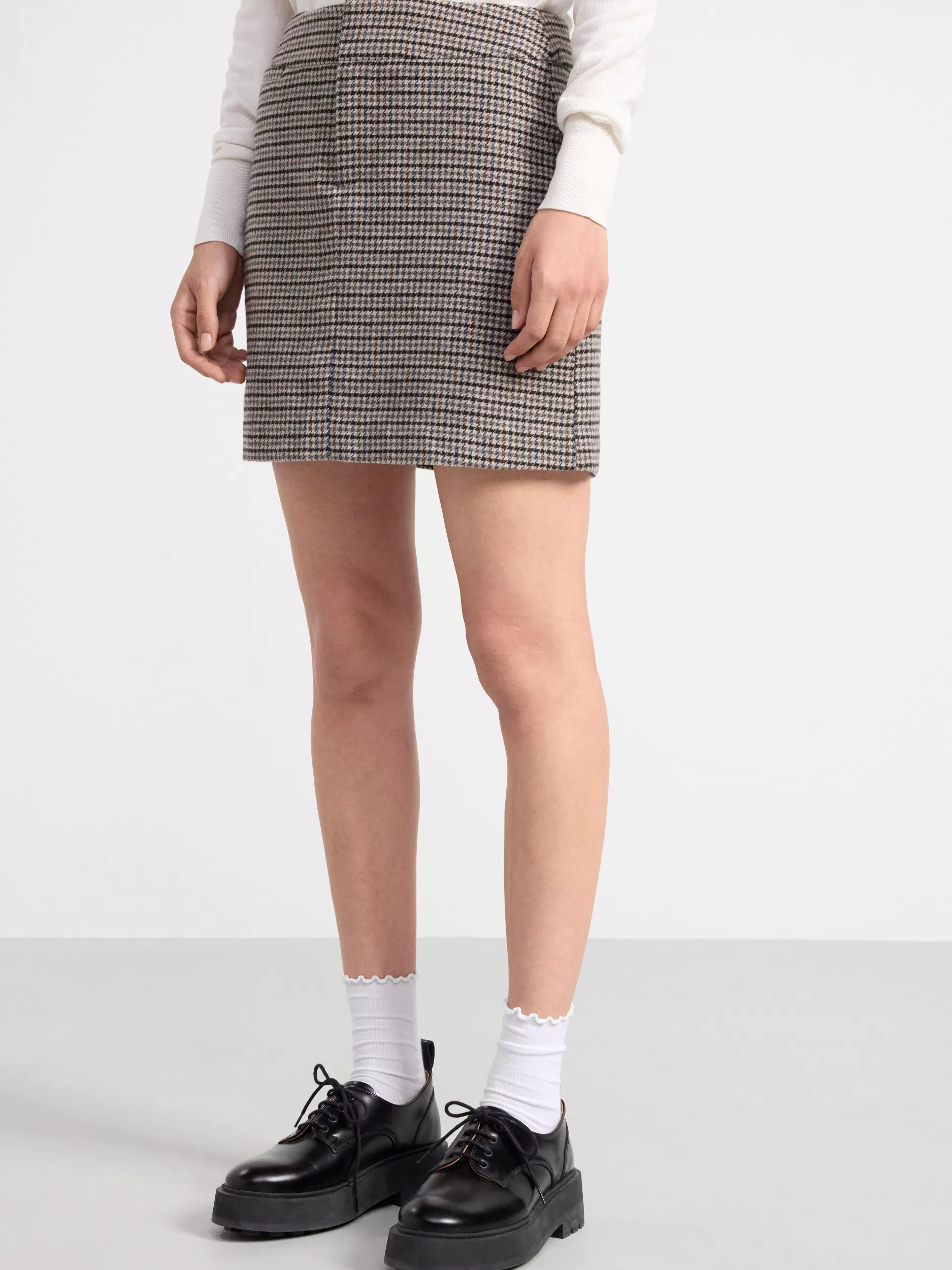 Lindex Skjørt<Rutete MiniSkjørt Light Dusty Grey