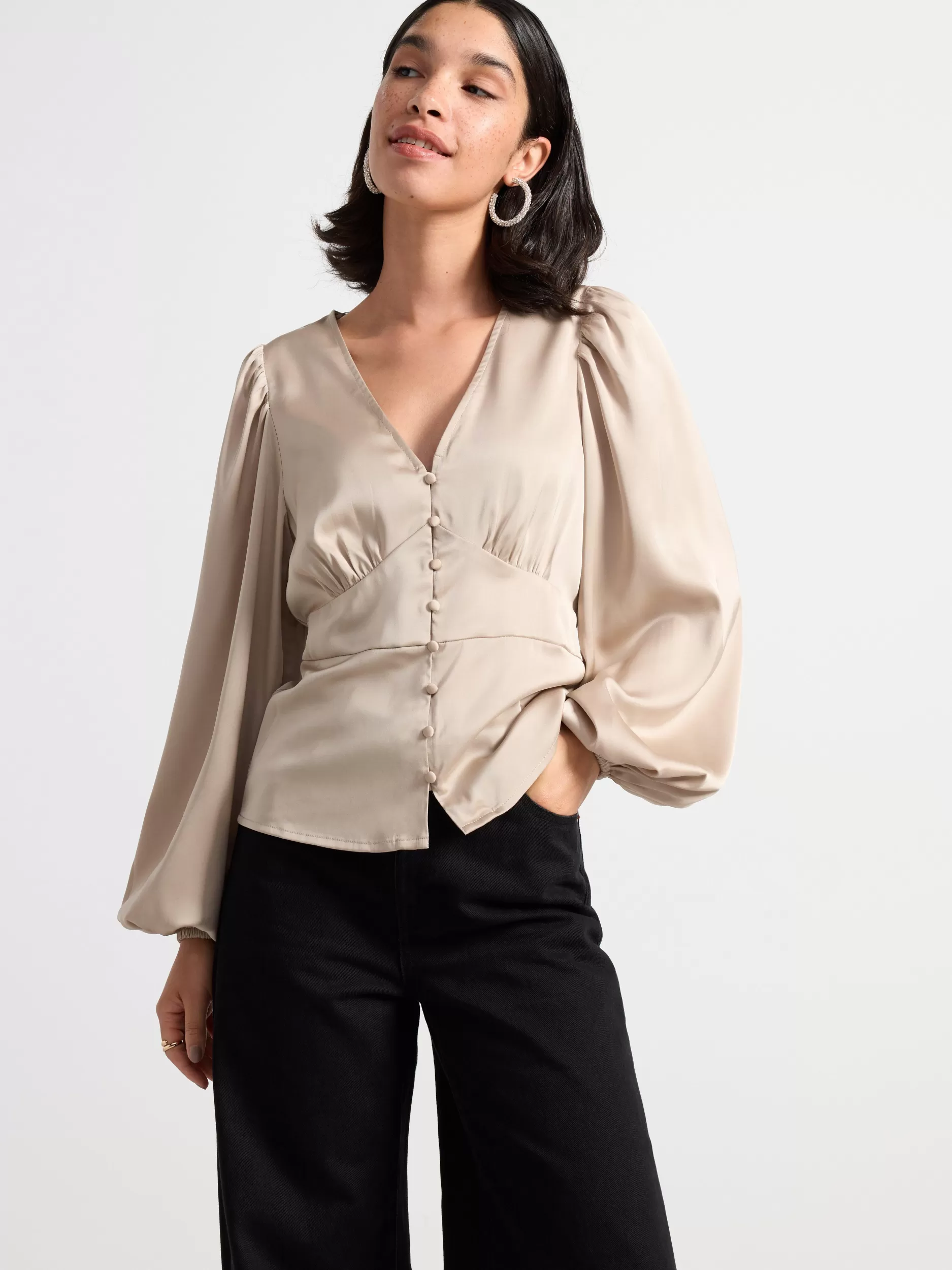 Lindex Bluser & Skjorter<Satengbluse Beige
