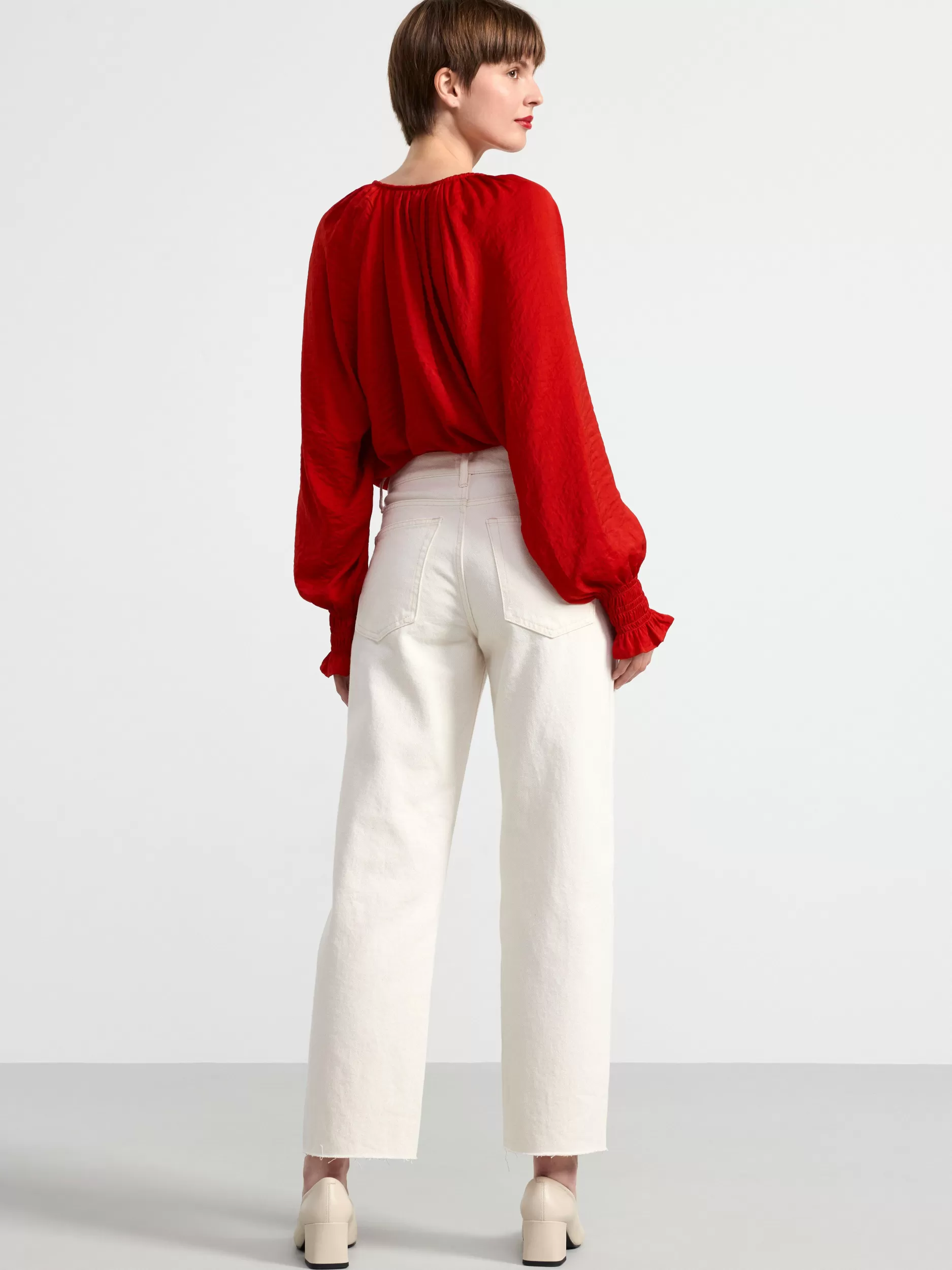 Lindex Bluser & Skjorter<Satengbluse Med Puffermer Red