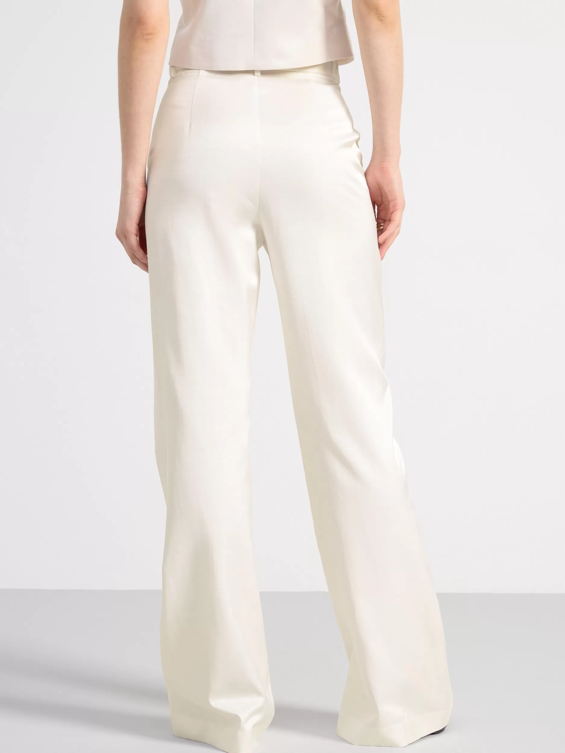 Lindex Bukser<Satengbukse Med Vide Ben Light White