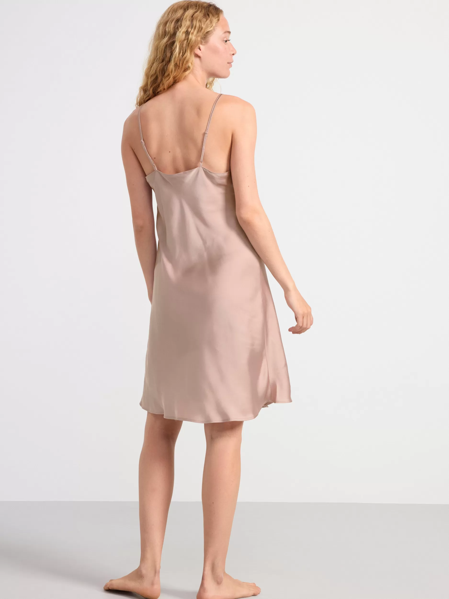 Lindex Nattøy<Satengnattkjole Med Blonder Light Dusty Pink