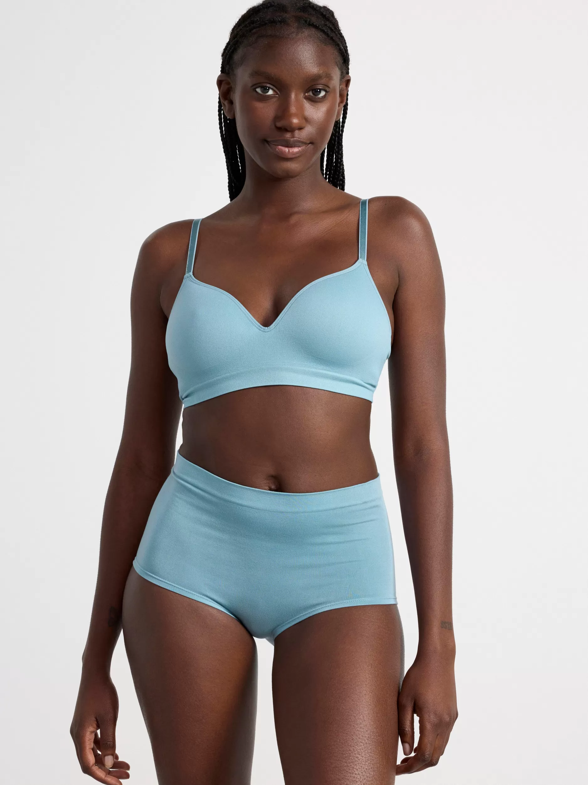 Lindex Truser<Seamless Truse Med Hoyt Liv Dusty Blue