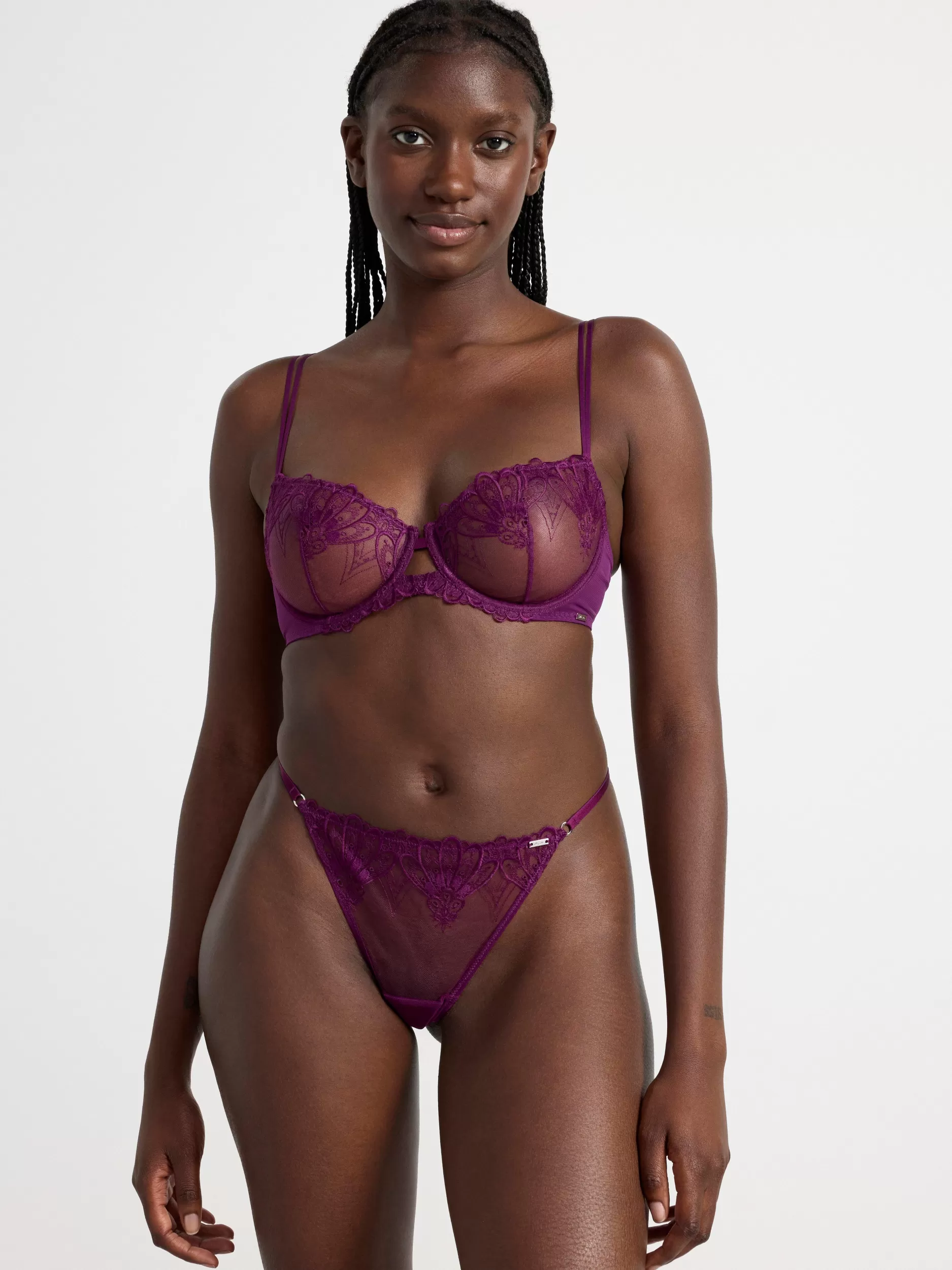 Lindex Bh<Senna Uvattert Bh Med Blonder Dark Lilac