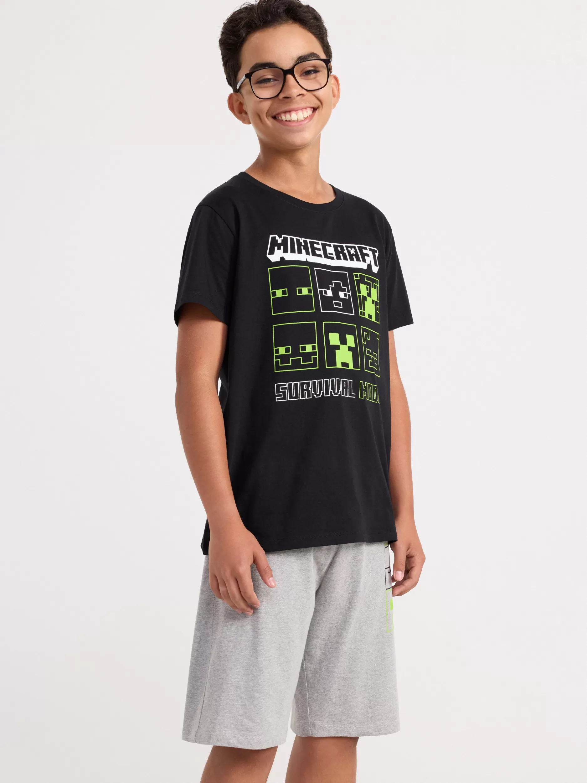 Lindex Nattøy<Sett Med Minecraft-Trykk Dark Grey Melange
