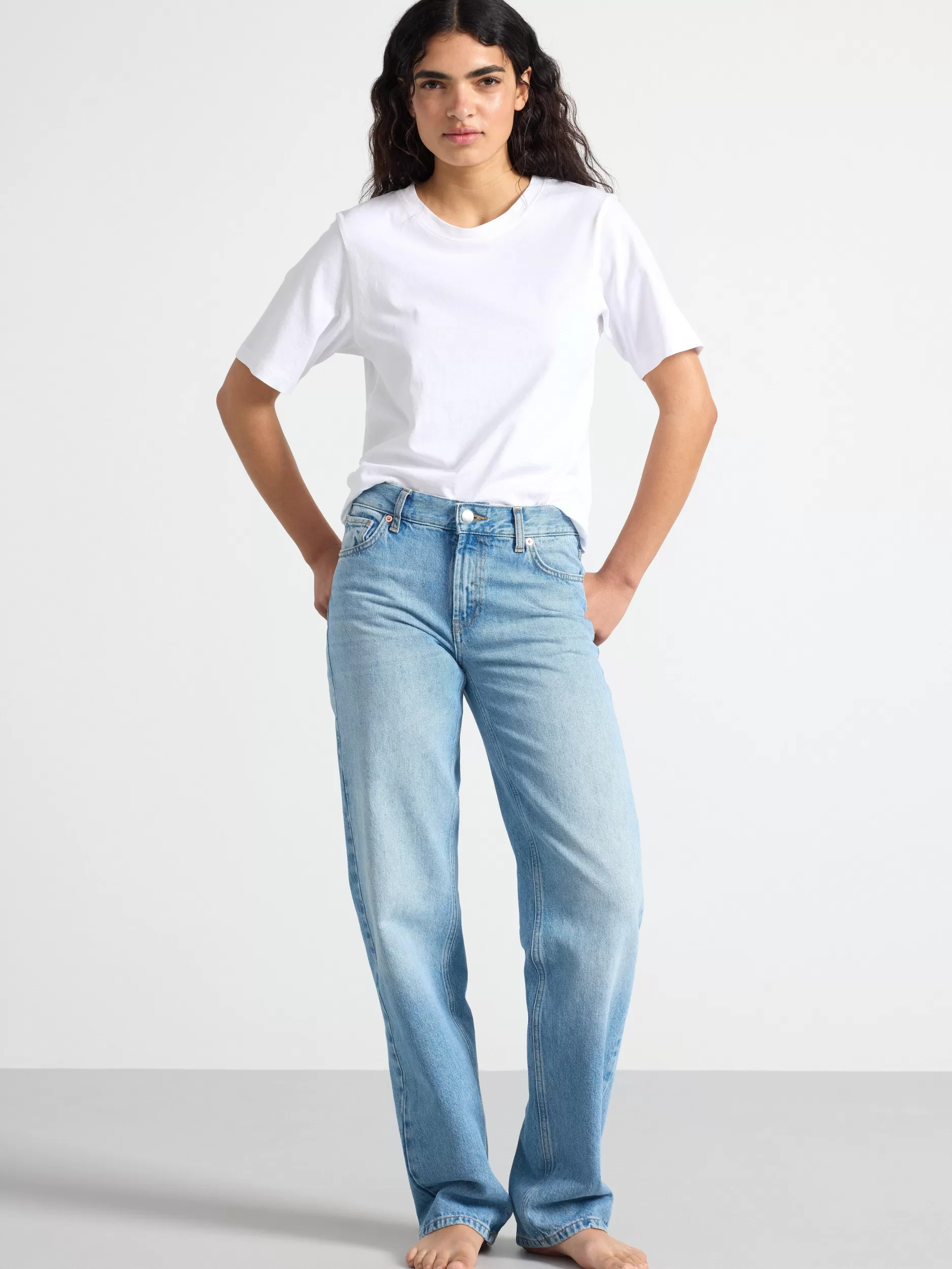 Lindex Jeans<Sia Rette Jeans Med Normalt Liv Og Ekstra Lange Ben Denim Blue