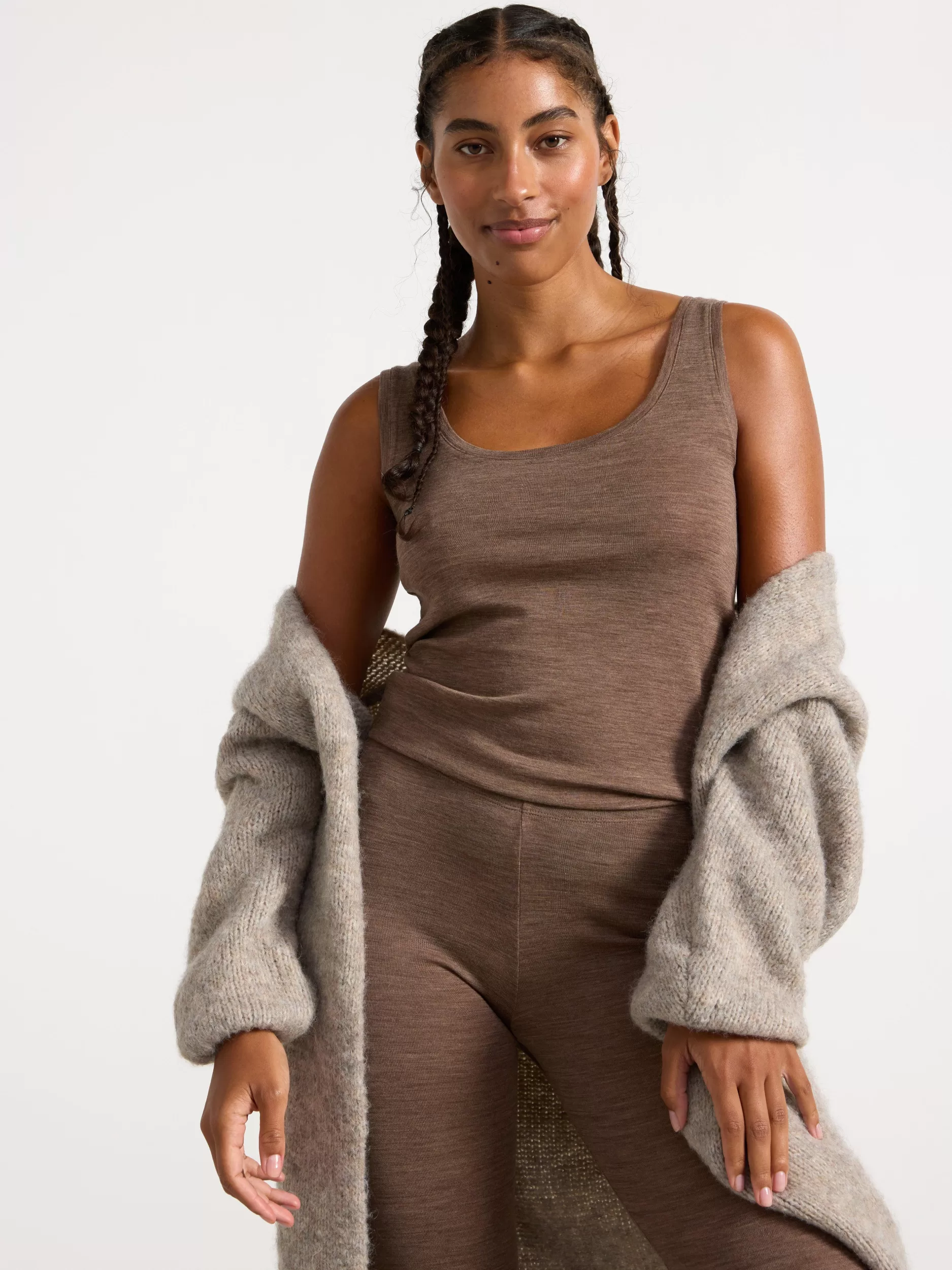 Lindex Ullundertøy<Singlet I Merinoull Brown Melange