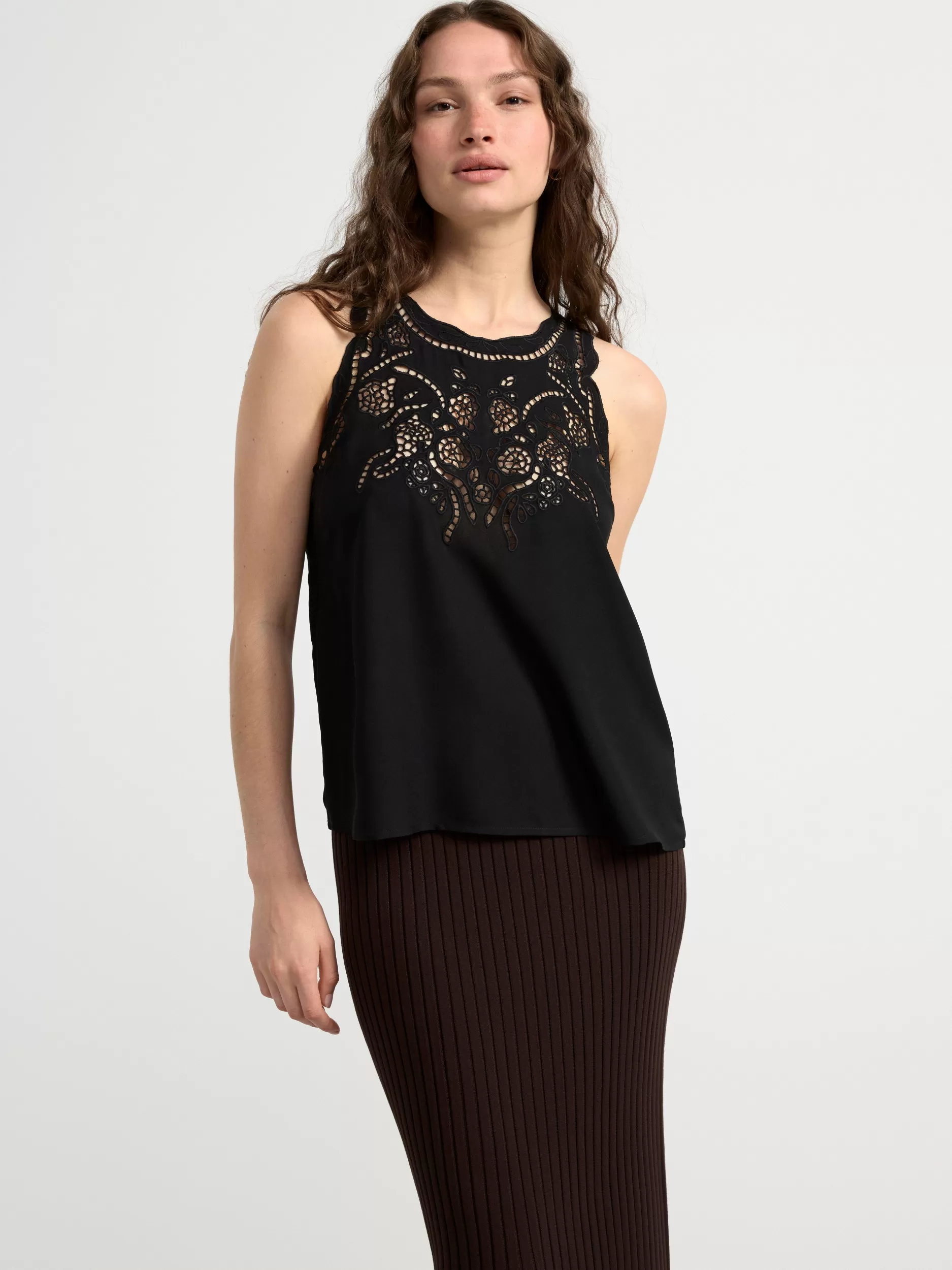 Lindex Bluser & Skjorter<Singlet Med Broderi Black