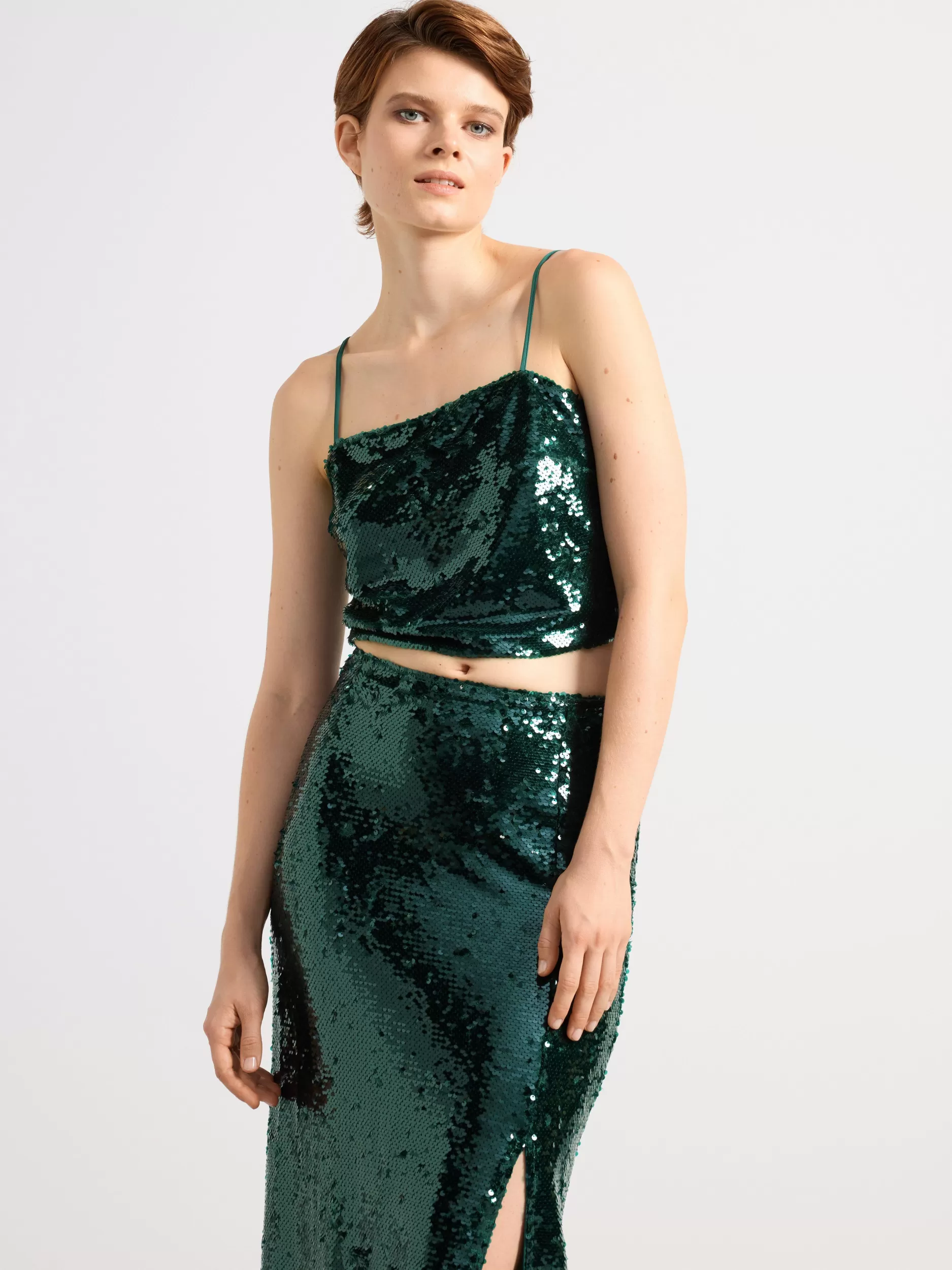 Lindex Topper & T-Skjorter<Singlet Med Paljetter Green