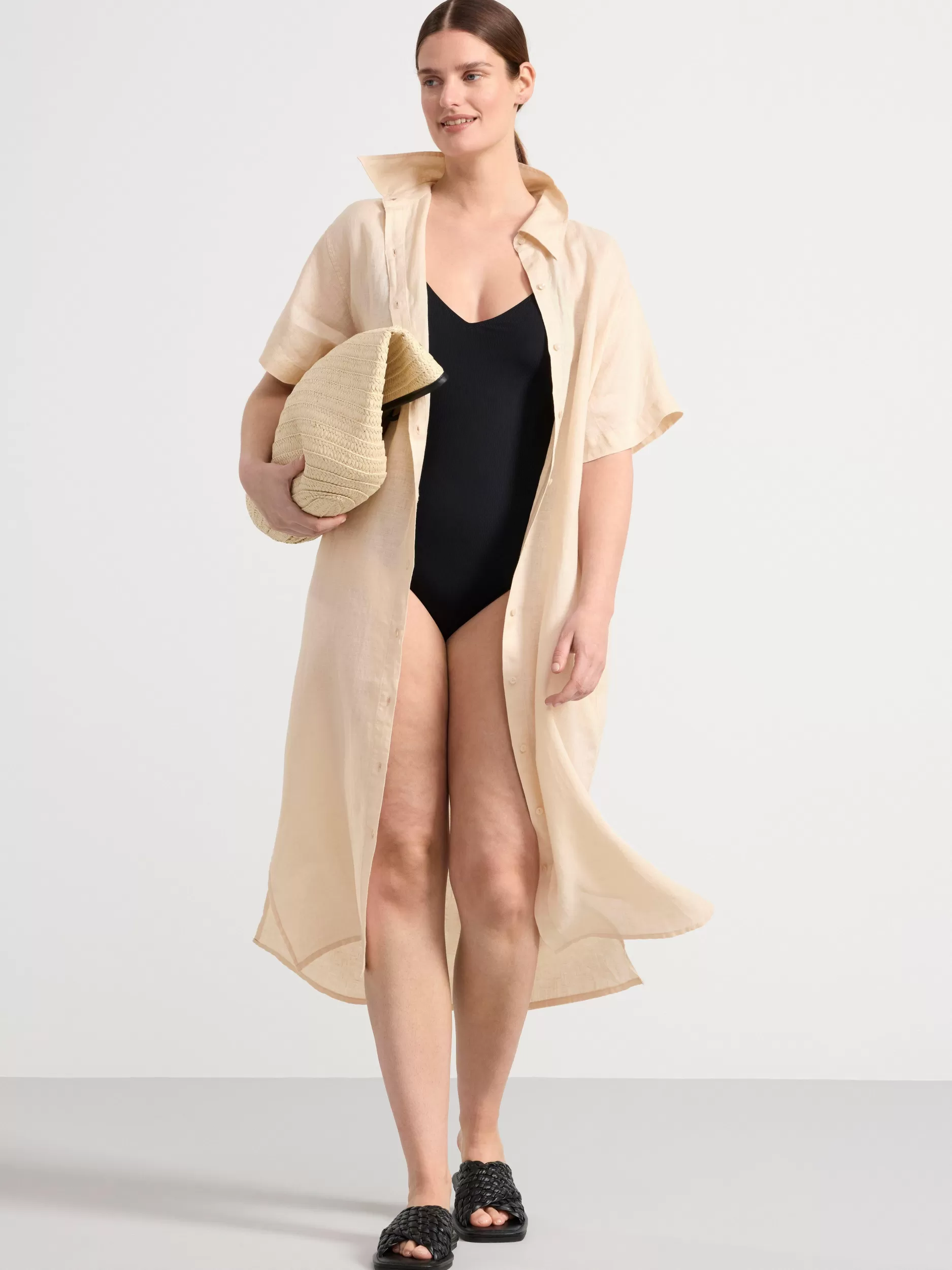 Lindex Kjoler<Skjørtekjole I Lin Light Beige
