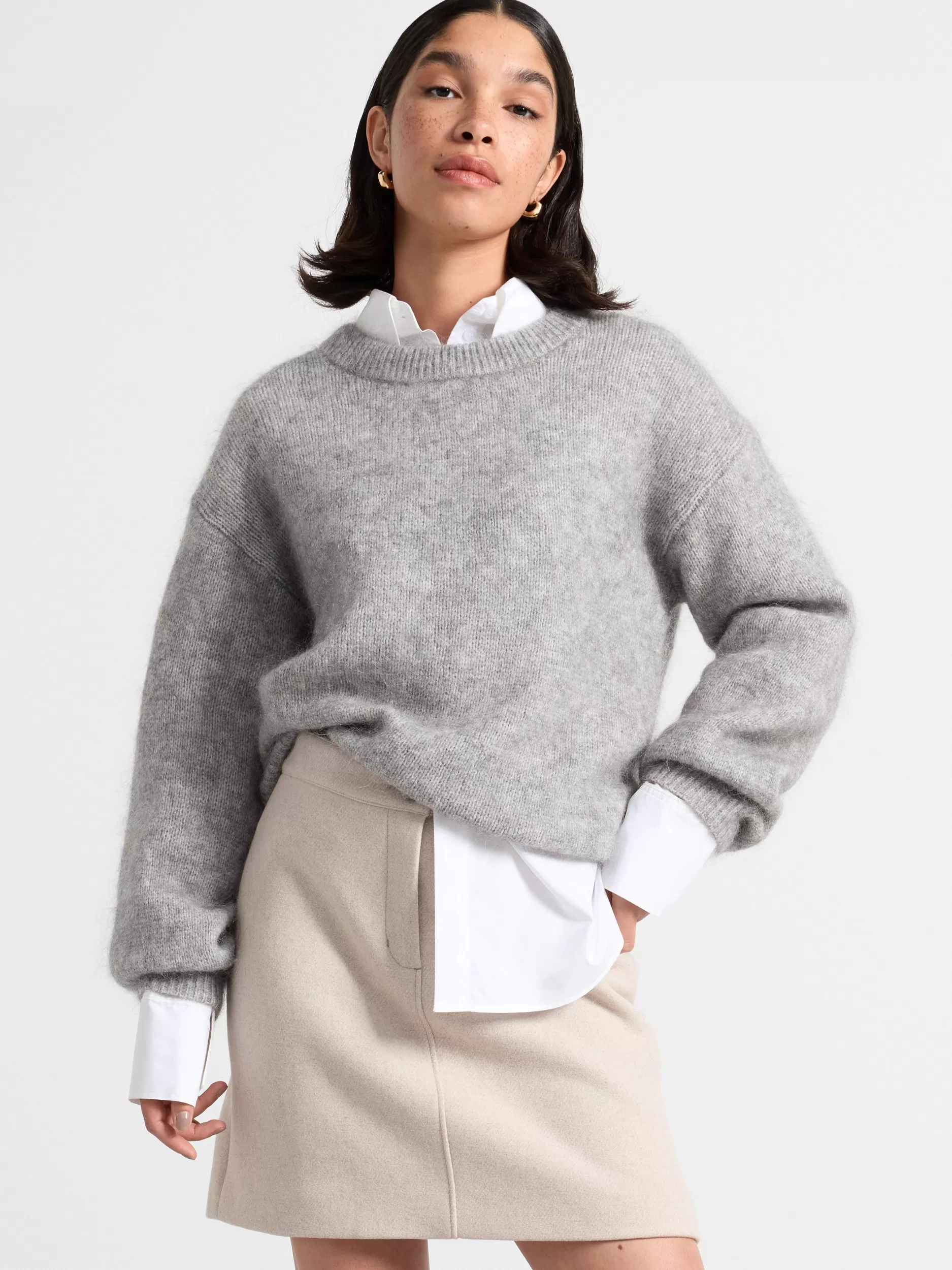 Lindex Gensere & Cardiganer<Strikkegenser I Mohairblanding Grey Melange