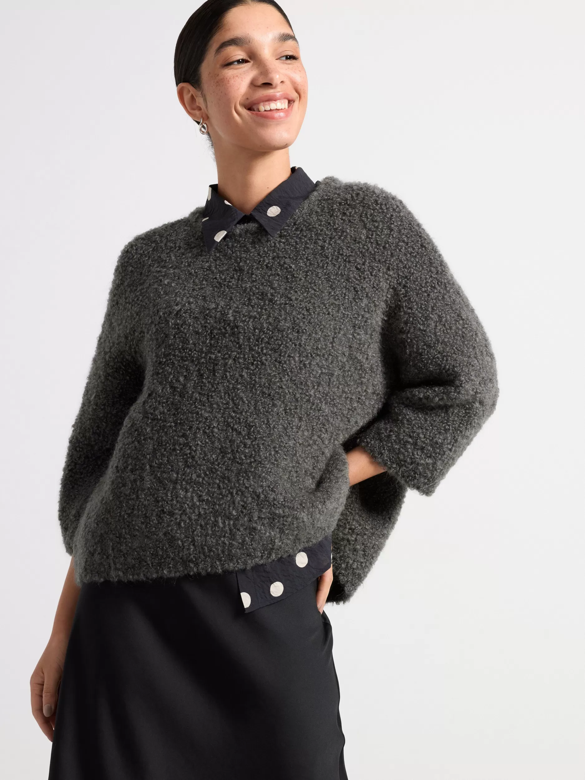 Lindex Gensere & Cardiganer<Strikkegenser I Ullblanding Dark Grey