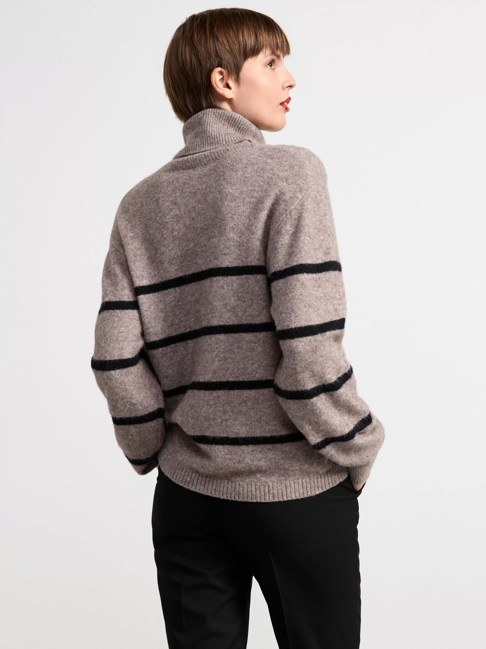 Lindex Gensere & Cardiganer<Strikkegenser Med Striper Brown Melange