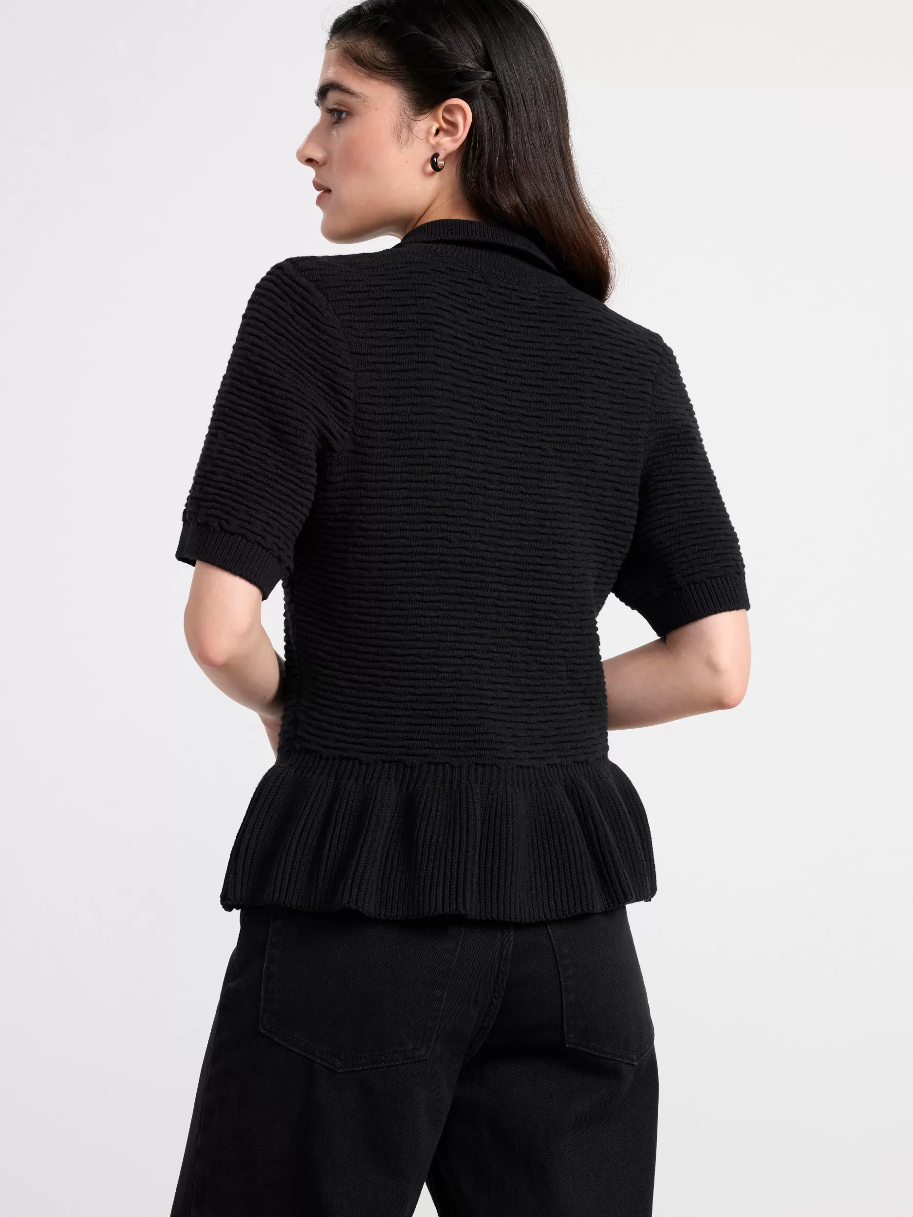 Lindex Gensere & Cardiganer<Strikket Cardigan Med Korte Ermer Black